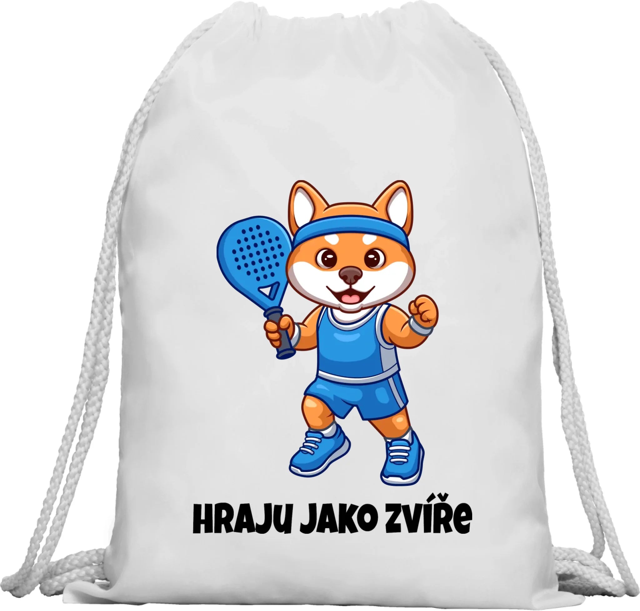 BATOH nebo TAŠKA s motivem PADEL HRAJU JAKO ZVÍŘE (výběr ze 3 potisků) Multifunkční batoh KAGU bílá 35x45 cm