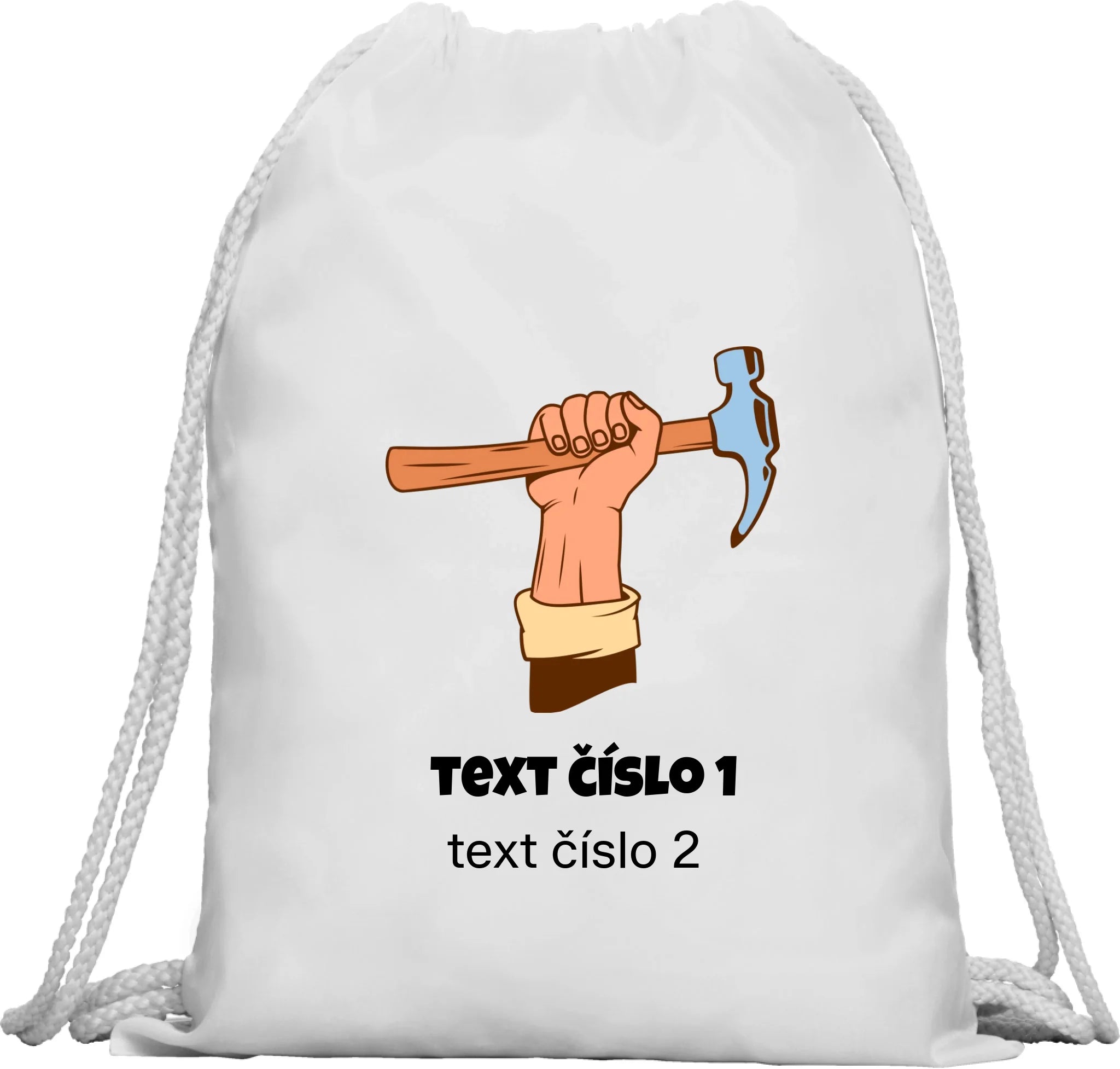 BATOH nebo TAŠKA s motivem PRÁCE (výběr z 10+ potisků a možnost doplnit vlastní texty) Multifunkční batoh KAGU bílá 35x45 cm