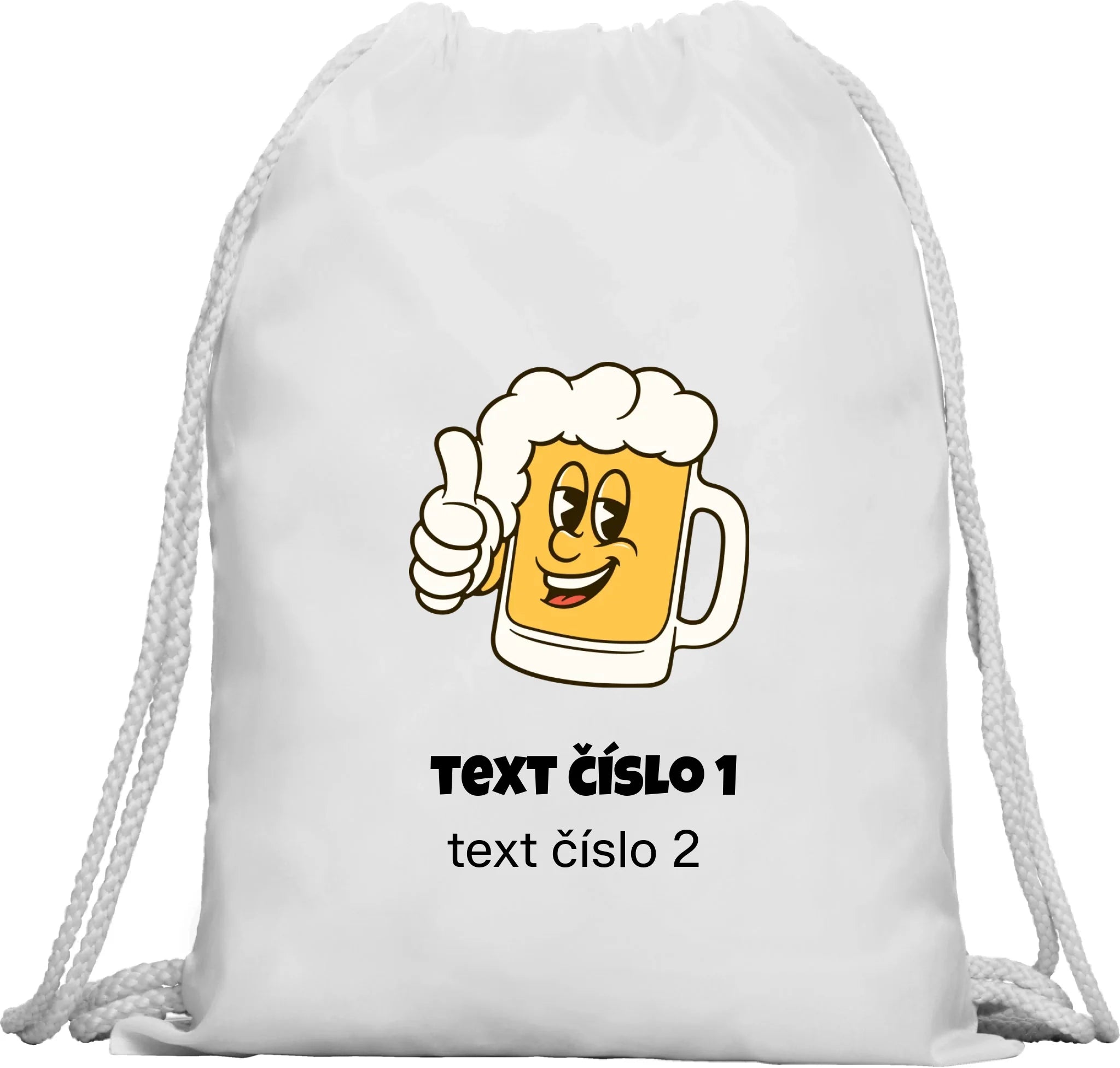 BATOH nebo TAŠKA s motivem PIVO (výběr z 10+ obrázků, možnost doplnit vlastní texty) Multifunkční batoh KAGU bílá 35x45 cm
