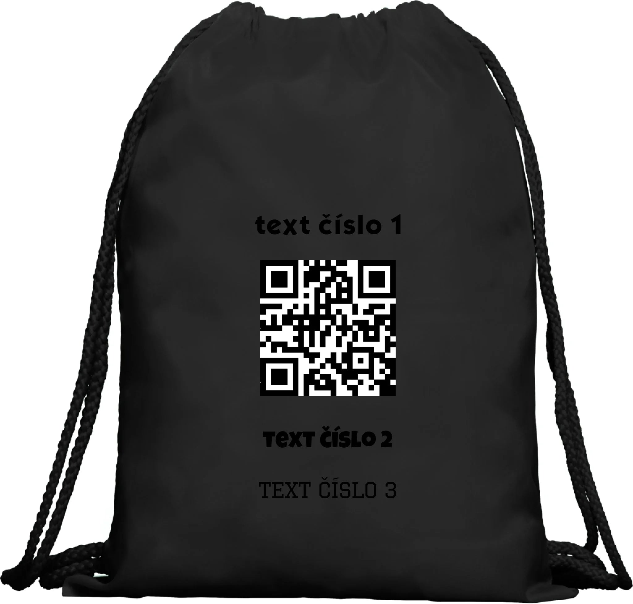 BATOH nebo TAŠKA s motivem QR KÓD (vložíte url adresu, můžete vložit vlastní texty) Multifunkční batoh KAGU černá 35x45 cm