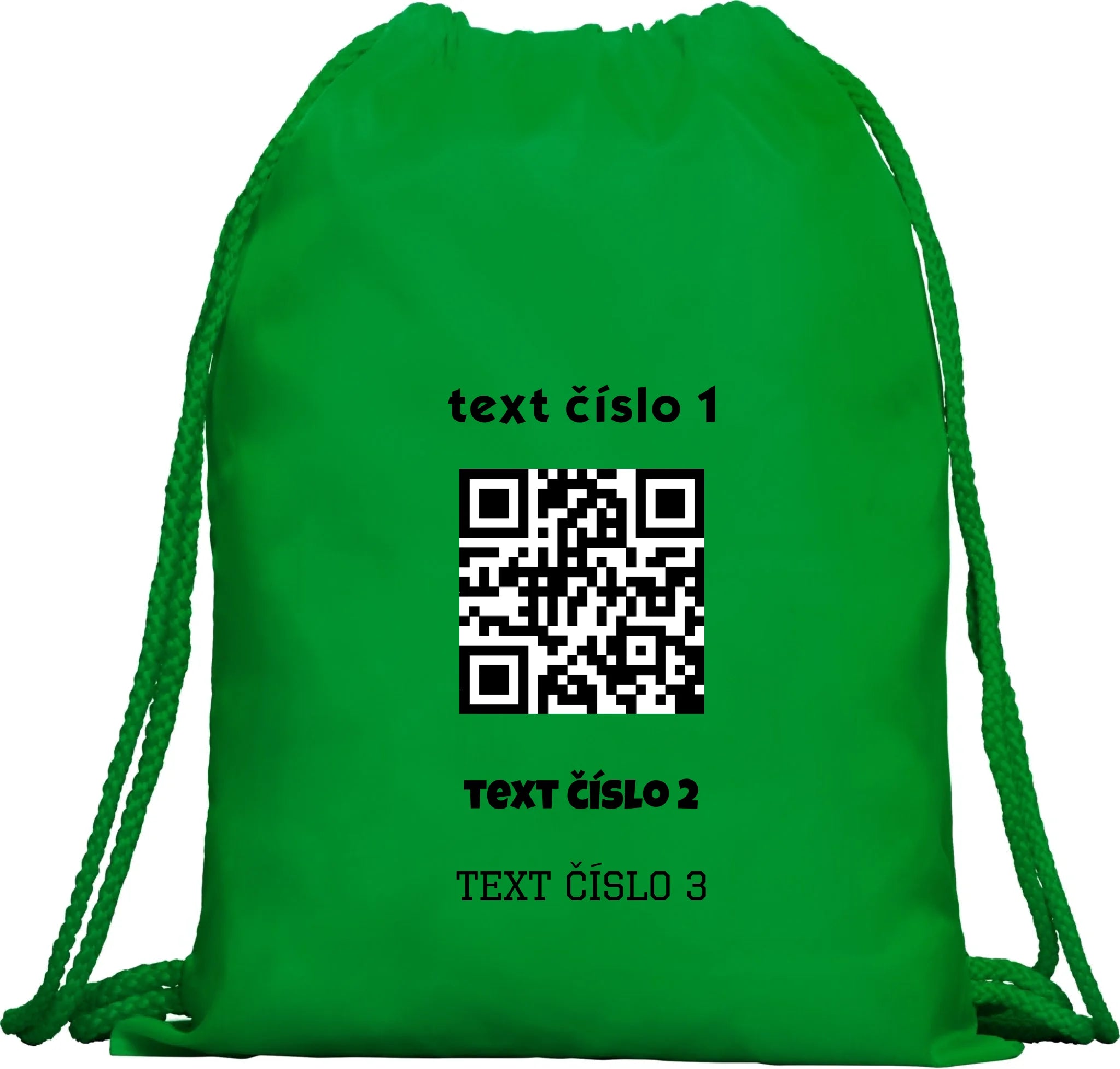BATOH nebo TAŠKA s motivem QR KÓD (vložíte url adresu, můžete vložit vlastní texty) Multifunkční batoh KAGU zelená 35x45 cm