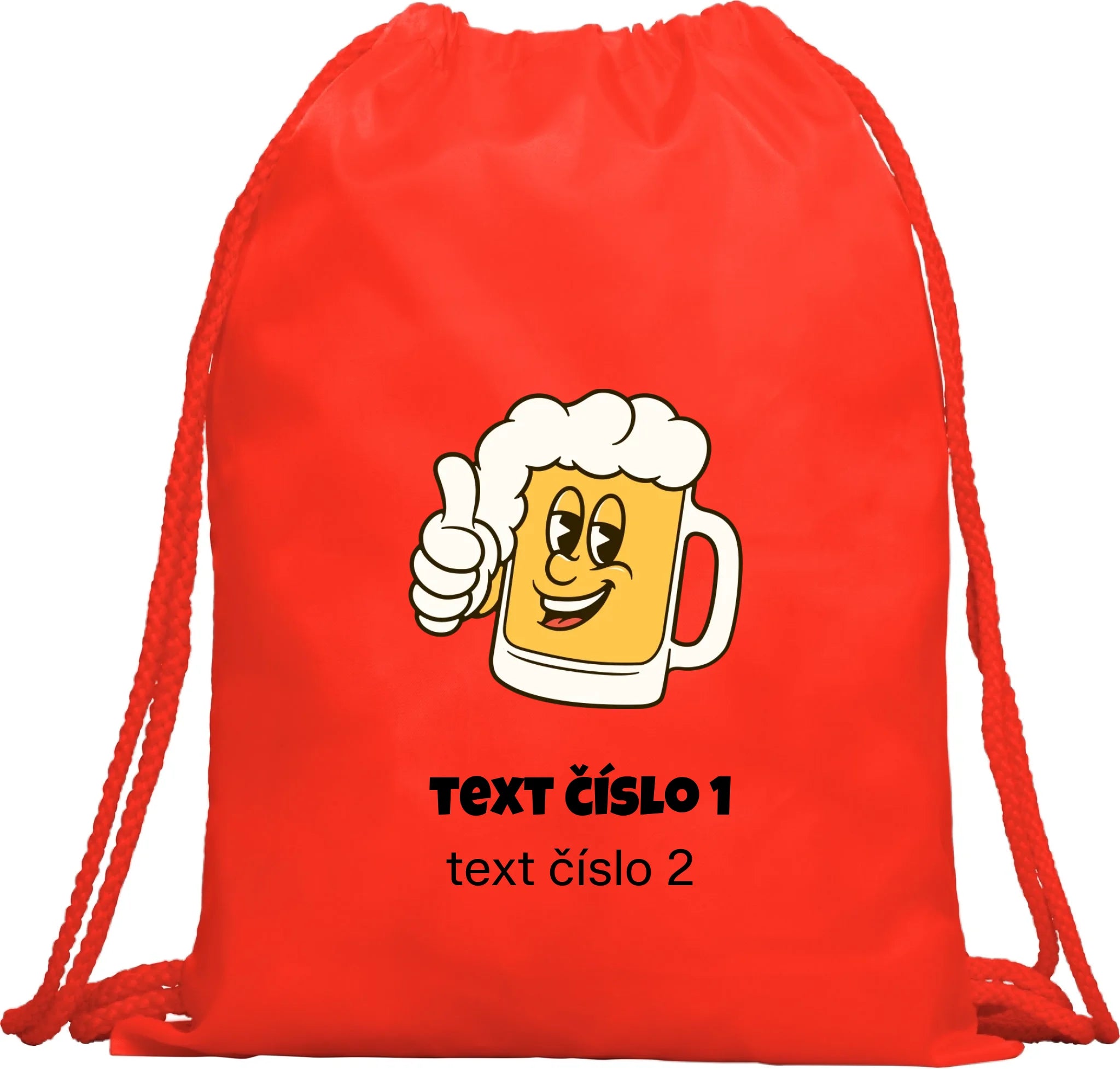 BATOH nebo TAŠKA s motivem PIVO (výběr z 10+ obrázků, možnost doplnit vlastní texty) Multifunkční batoh KAGU červená 35x45 cm