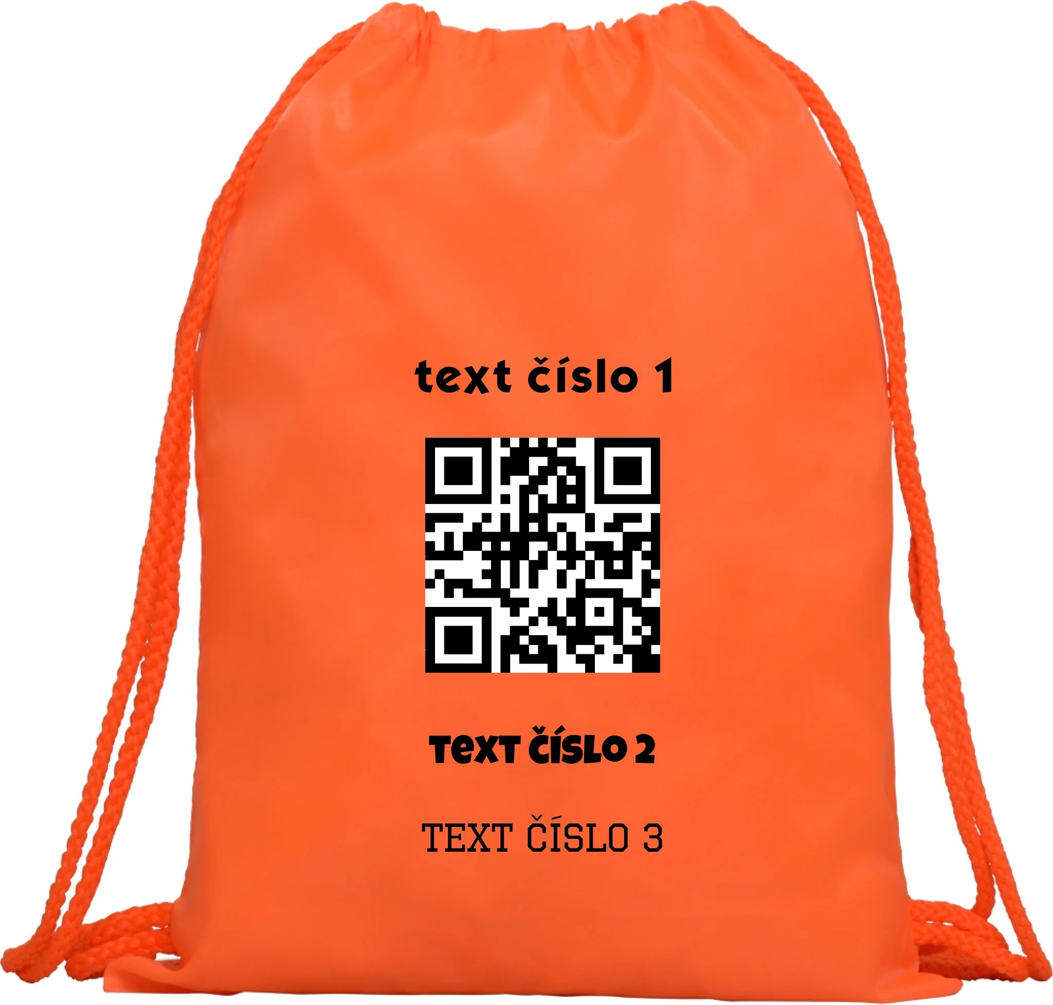 BATOH nebo TAŠKA s motivem QR KÓD (vložíte url adresu, můžete vložit vlastní texty) Multifunkční batoh KAGU oranžová 35x45 cm