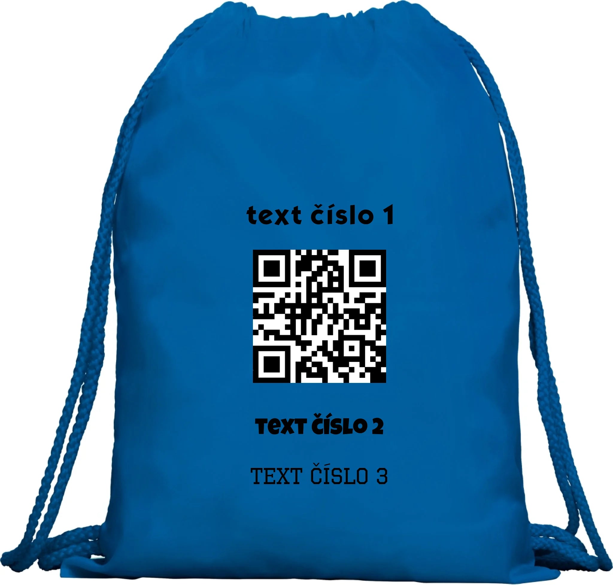 BATOH nebo TAŠKA s motivem QR KÓD (vložíte url adresu, můžete vložit vlastní texty) Multifunkční batoh KAGU modrá 35x45 cm
