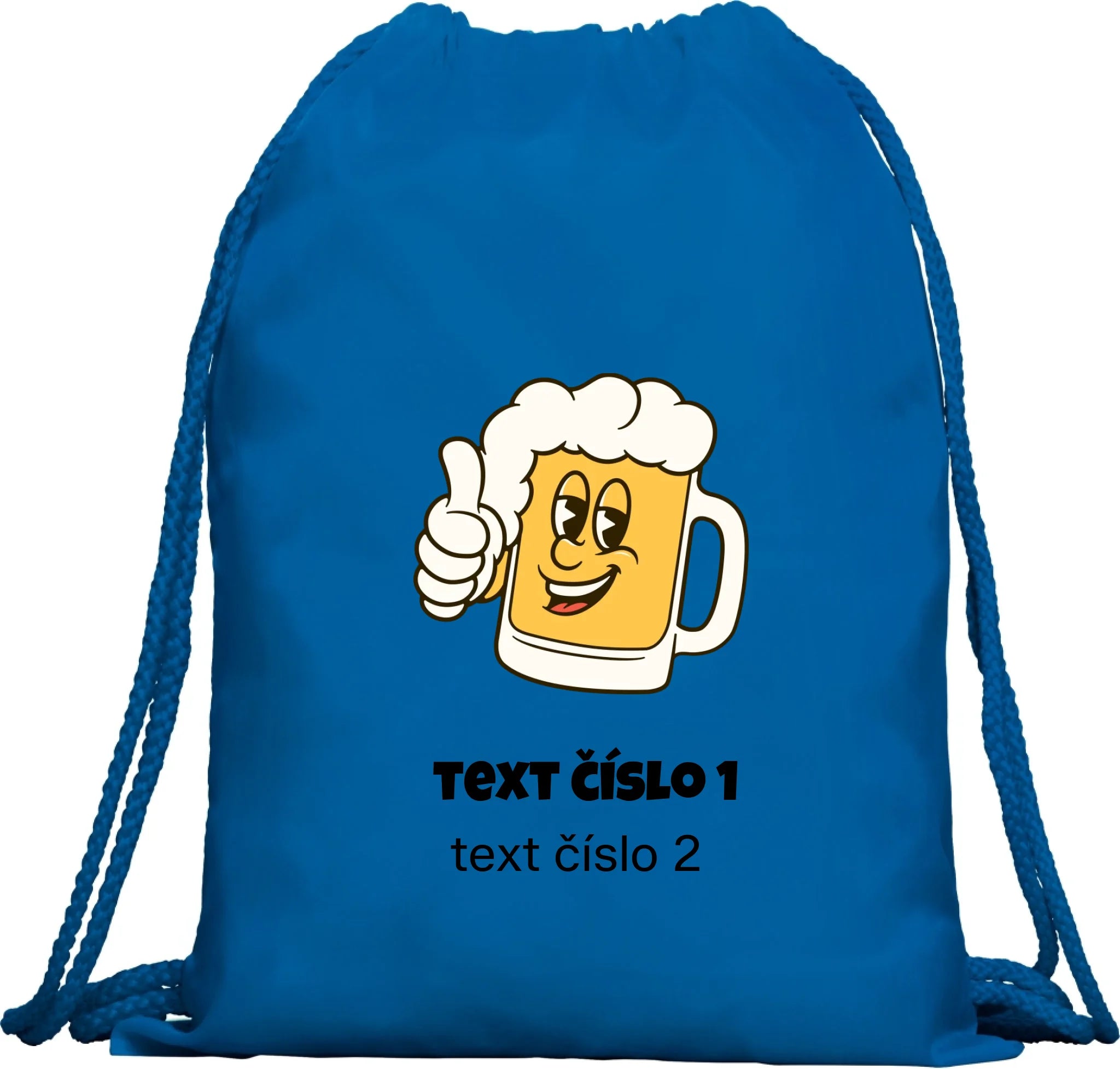 BATOH nebo TAŠKA s motivem PIVO (výběr z 10+ obrázků, možnost doplnit vlastní texty) Multifunkční batoh KAGU modrá 35x45 cm