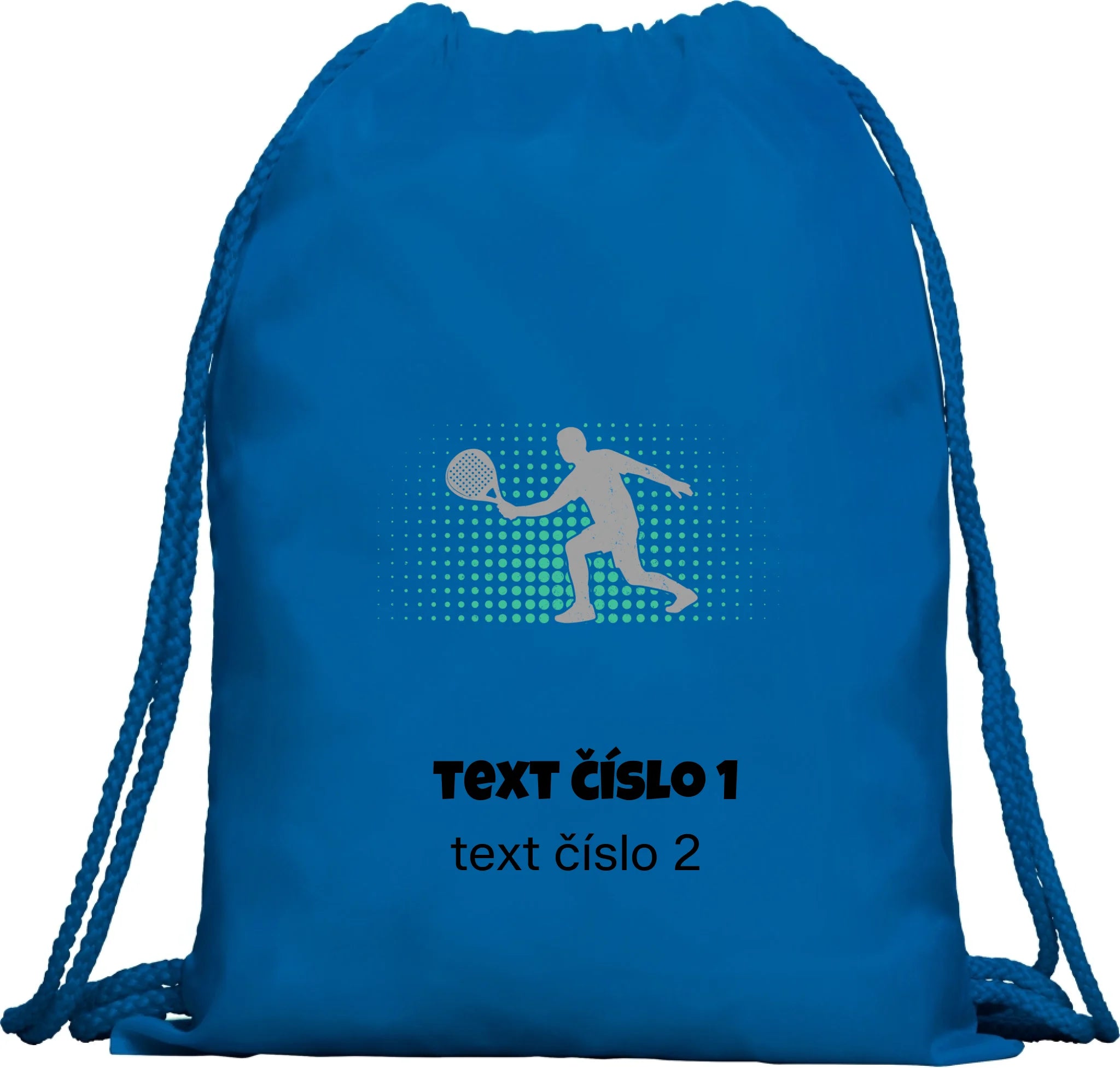 BATOH nebo TAŠKA s motivem PADEL (výběr z 10+ obrázků, možnost doplnit vlastní texty) Multifunkční batoh KAGU modrá 35x45 cm