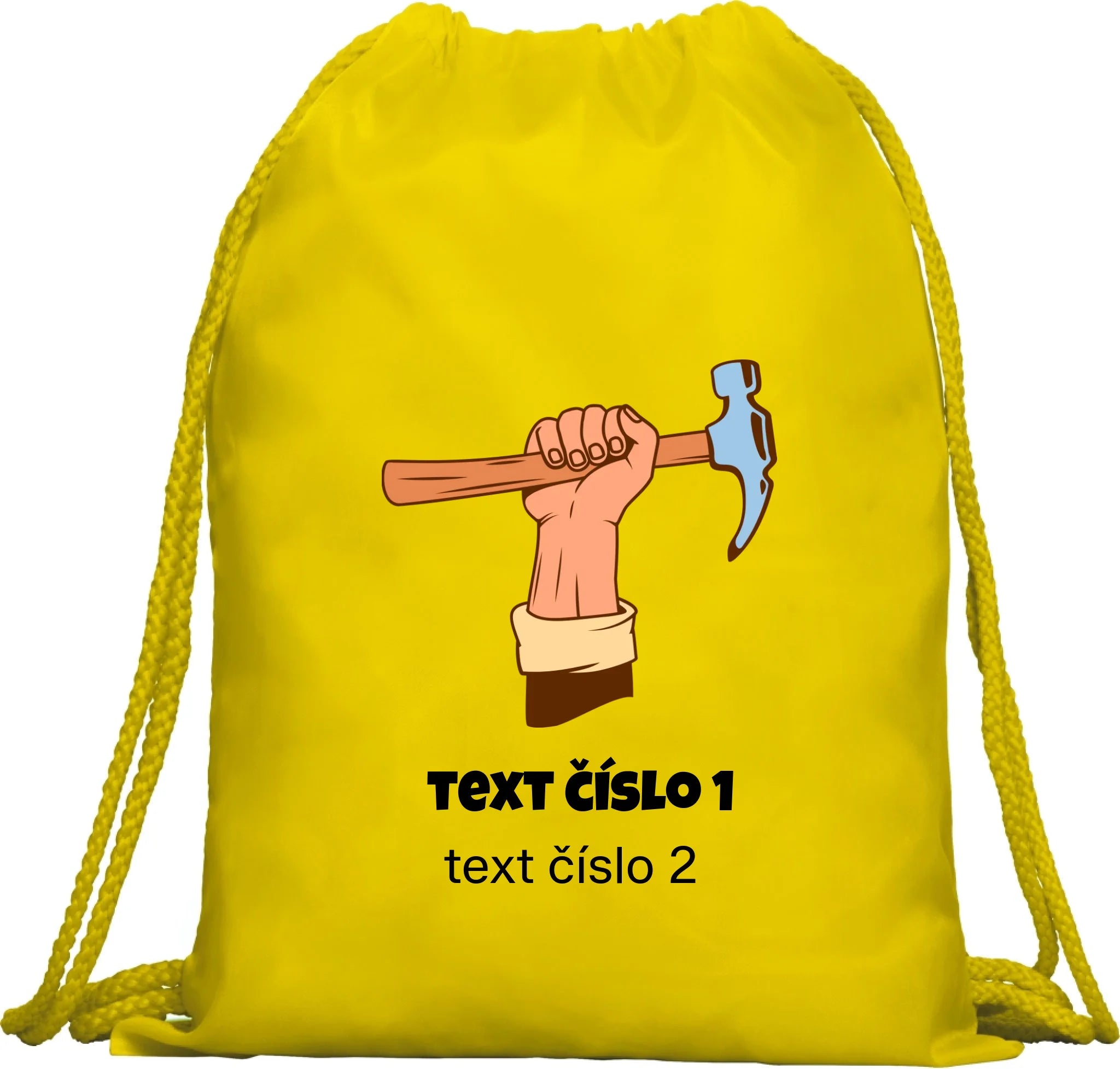 BATOH nebo TAŠKA s motivem PRÁCE (výběr z 10+ potisků a možnost doplnit vlastní texty) Multifunkční batoh KAGU žlutá 35x45 cm