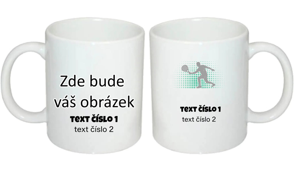 HRNÍČEK s motivem PADEL (výběr z 10+ obrázků, možnost doplnit vlastní texty)