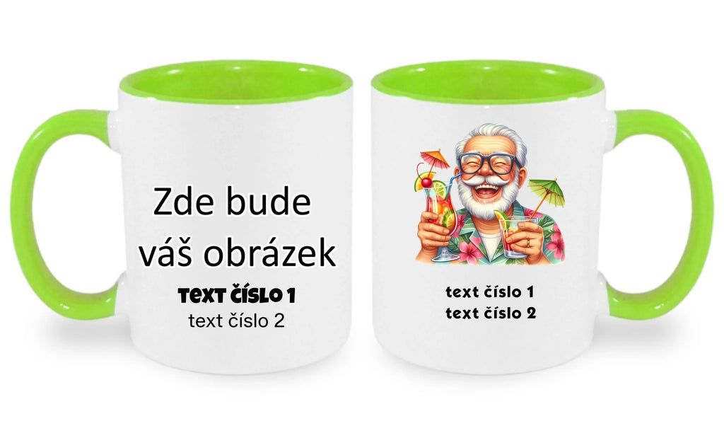 HRNÍČEK s motivem DĚDEČEK (výběr z 10+ obrázků, možnost doplnit vlastní texty)