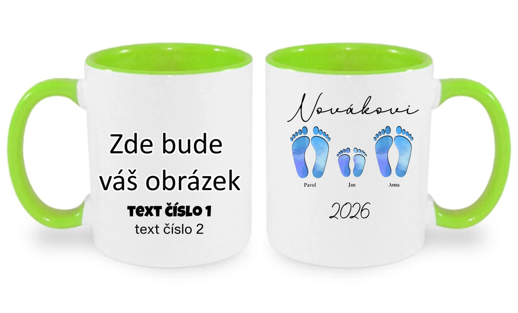 HRNÍČEK s motivem RODINA NAŠE STOPY (doplníte jména a další texty)