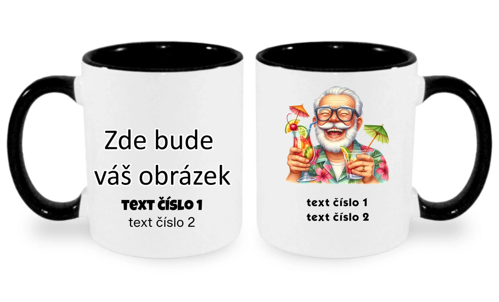 HRNÍČEK s motivem DĚDEČEK (výběr z 10+ obrázků, možnost doplnit vlastní texty)