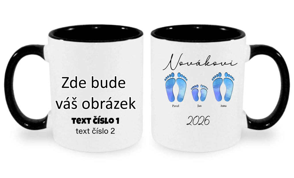 HRNÍČEK s motivem RODINA NAŠE STOPY (doplníte jména a další texty)