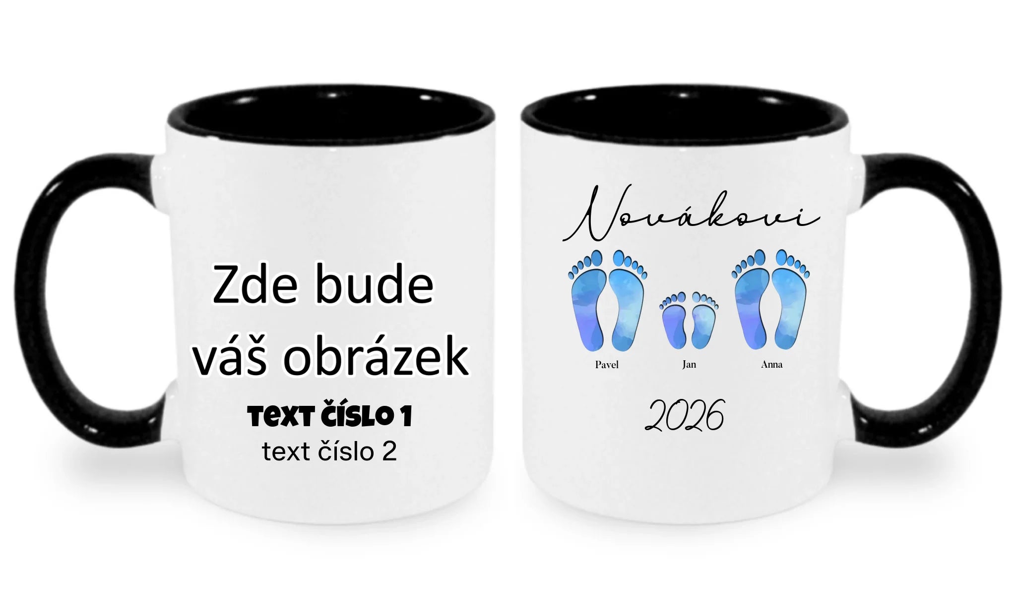 HRNÍČEK s motivem RODINA NAŠE STOPY (doplníte jména a další texty)