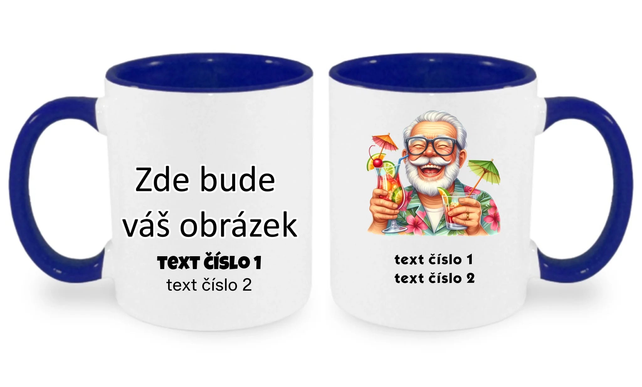 HRNÍČEK s motivem DĚDEČEK (výběr z 10+ obrázků, možnost doplnit vlastní texty)