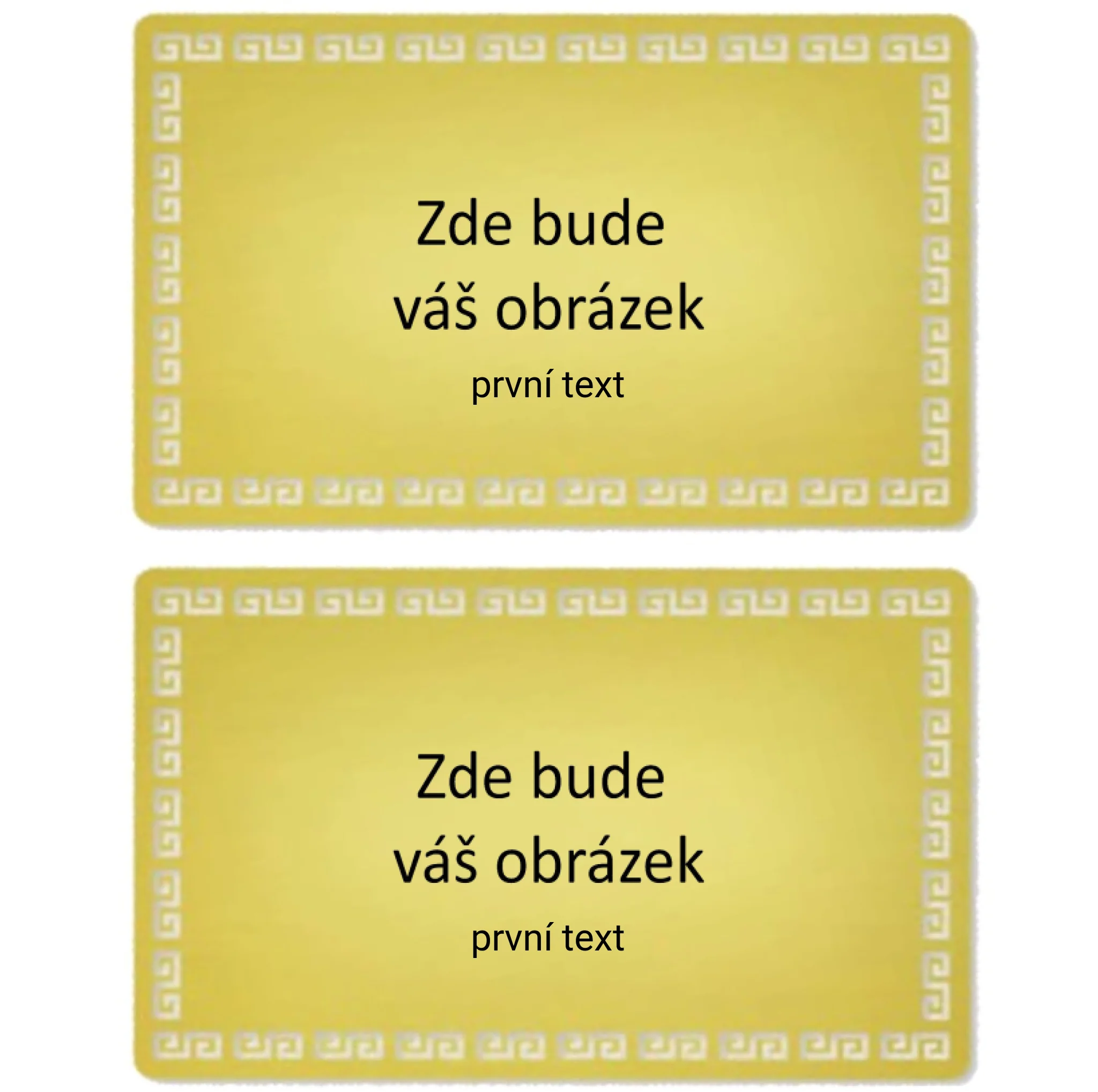 VIZITKA KOVOVÁ s vaším motivem/fotkou Kovová vizitka zlatá rámeček 85x50 mm