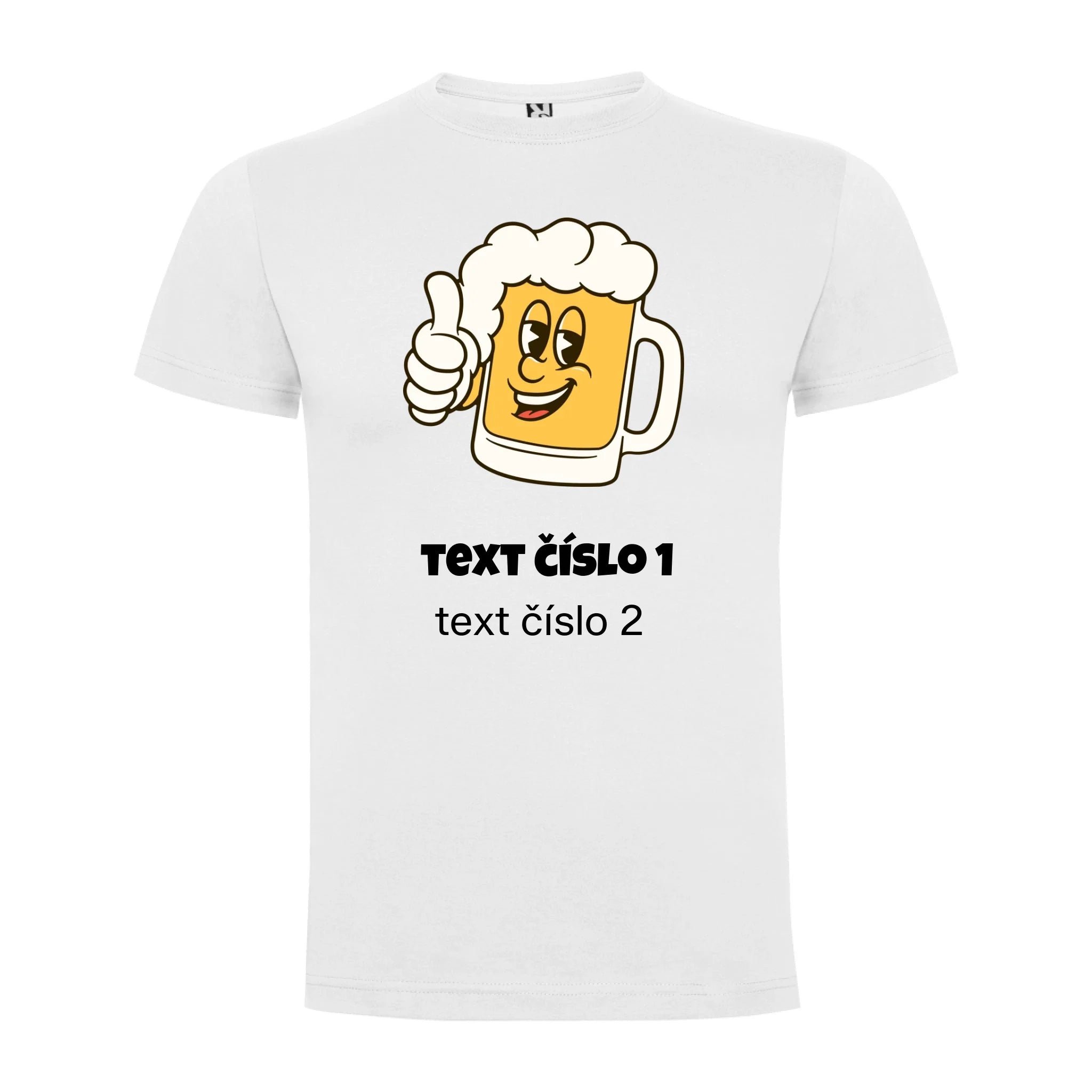 PÁNSKÉ TRIČKO s motivem PIVO (výběr z 10+ obrázků, možnost doplnit vlastní texty) jen motiv dopředu Bílá
