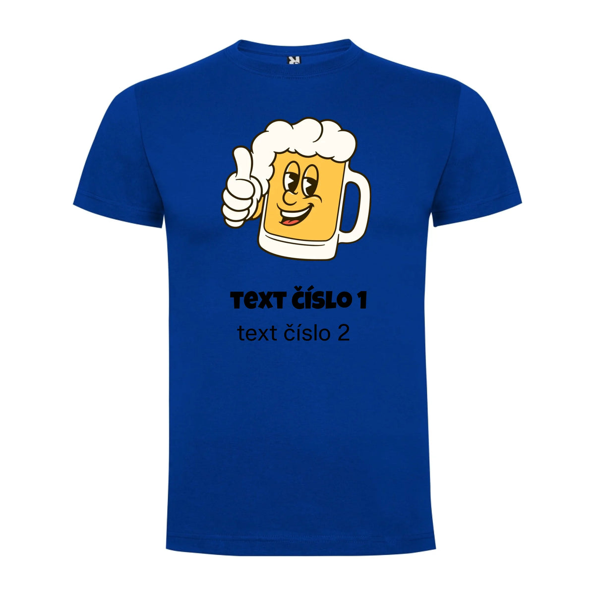 PÁNSKÉ TRIČKO s motivem PIVO (výběr z 10+ obrázků, možnost doplnit vlastní texty) jen motiv dopředu Modrá