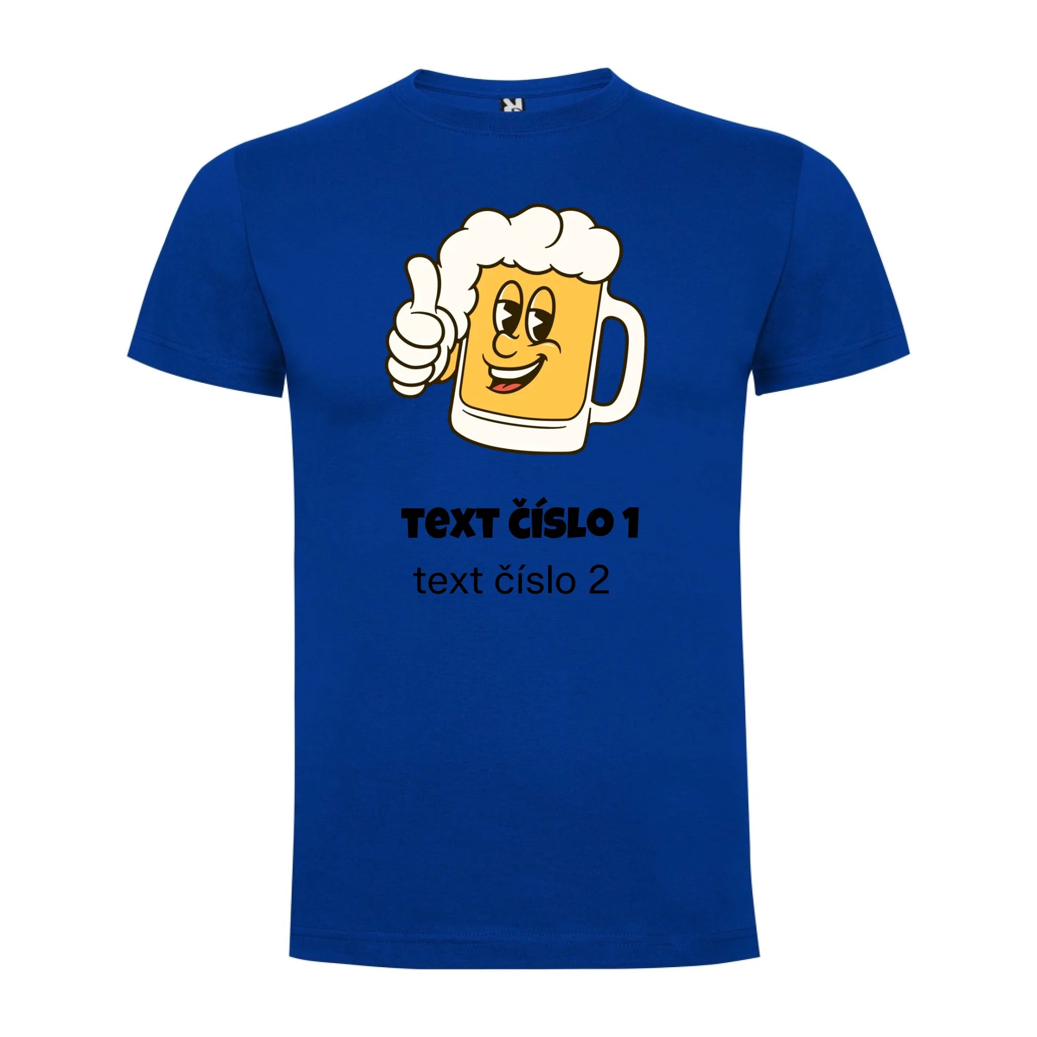 PÁNSKÉ TRIČKO s motivem PIVO (výběr z 10+ obrázků, možnost doplnit vlastní texty) jen motiv dopředu Modrá