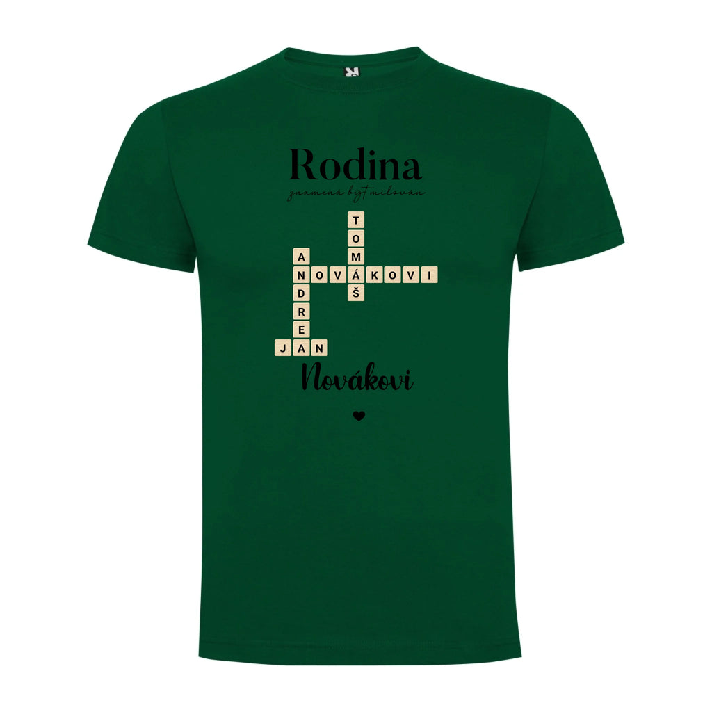 PÁNSKÉ TRIČKO s motivem RODINA SCRABLE (vložíte jména, doplníte texty)