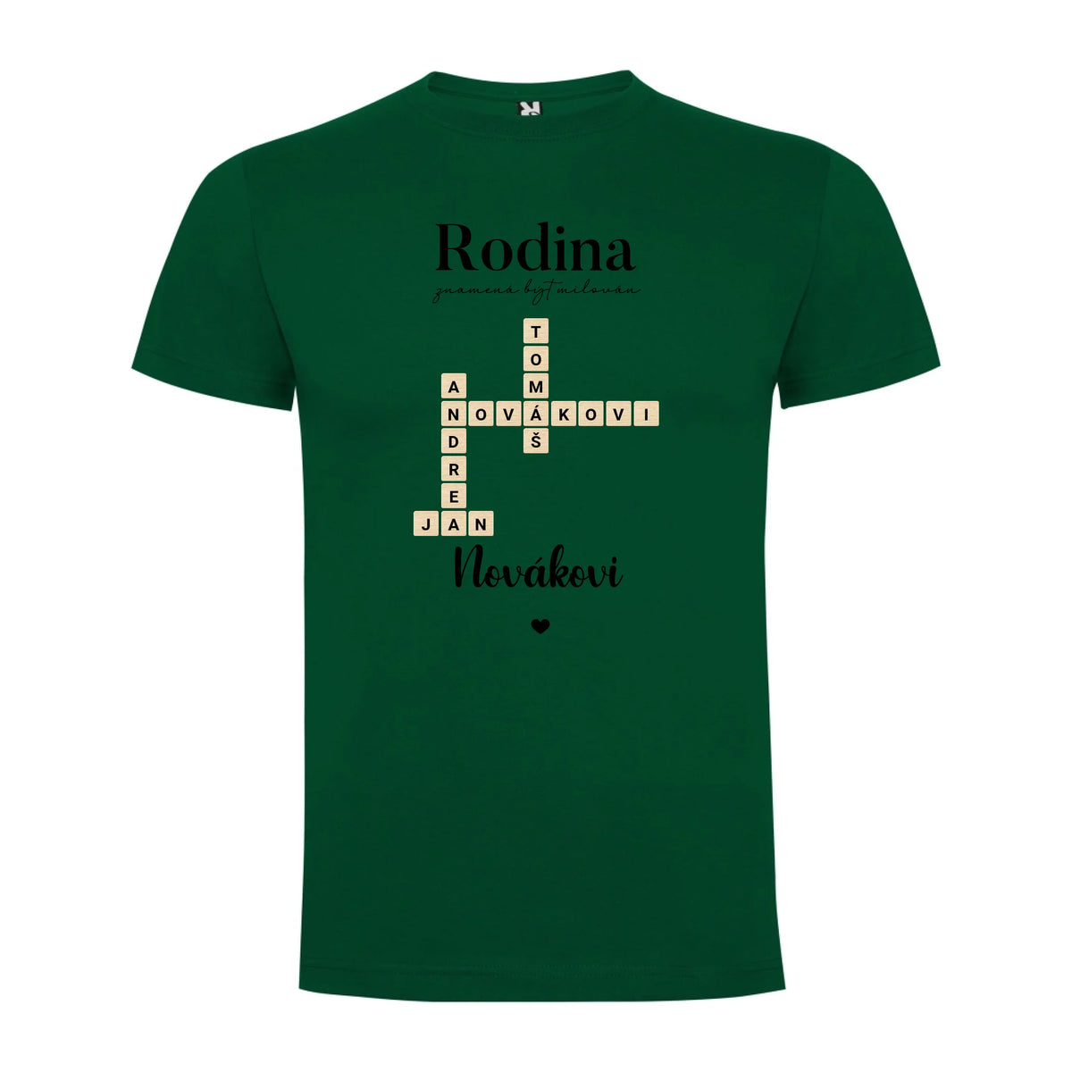 PÁNSKÉ TRIČKO s motivem RODINA SCRABLE (vložíte jména, doplníte texty)
