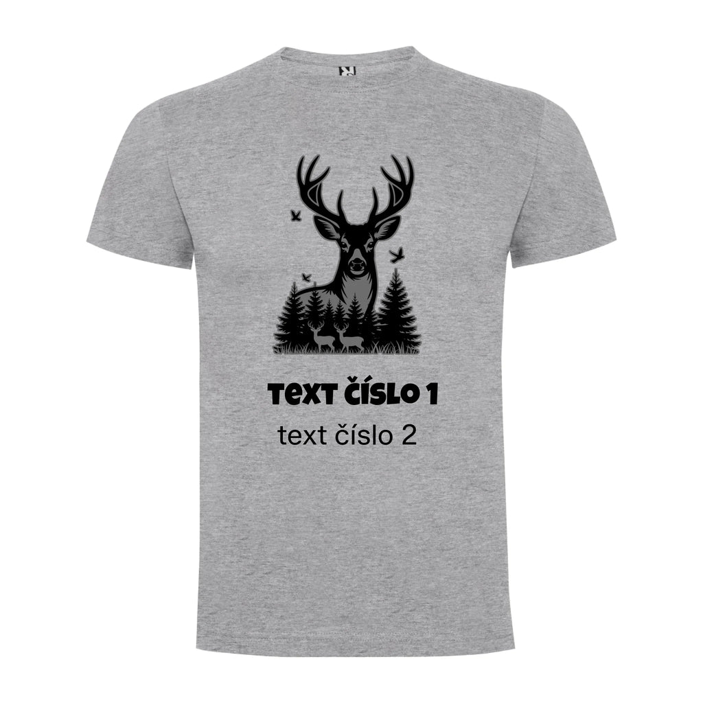 PÁNSKÉ TRIČKO s motivem MYSLIVOST (výběr z 10+ obrázků, možnost doplnit vlastní texty)