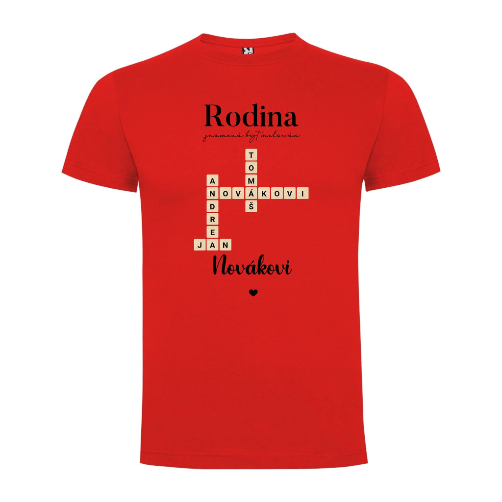 PÁNSKÉ TRIČKO s motivem RODINA SCRABLE (vložíte jména, doplníte texty)