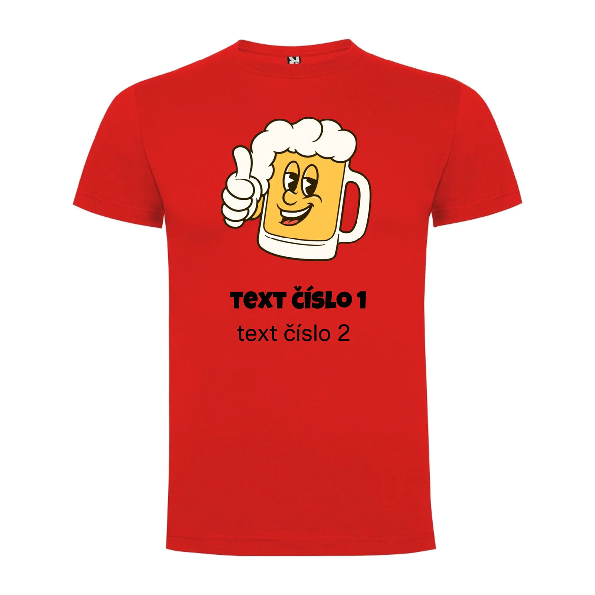 PÁNSKÉ TRIČKO s motivem PIVO (výběr z 10+ obrázků, možnost doplnit vlastní texty) jen motiv dopředu Červená