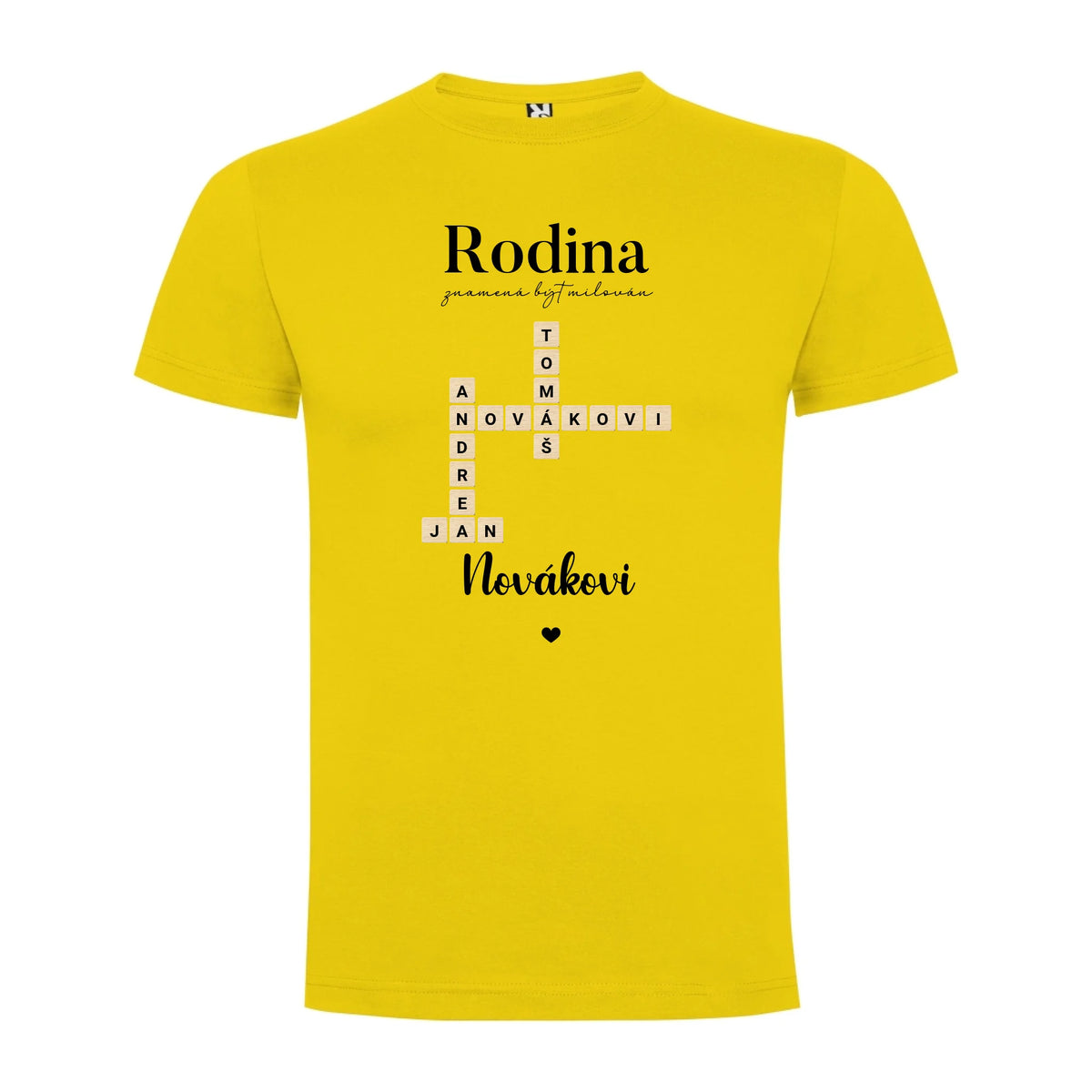PÁNSKÉ TRIČKO s motivem RODINA SCRABLE (vložíte jména, doplníte texty)