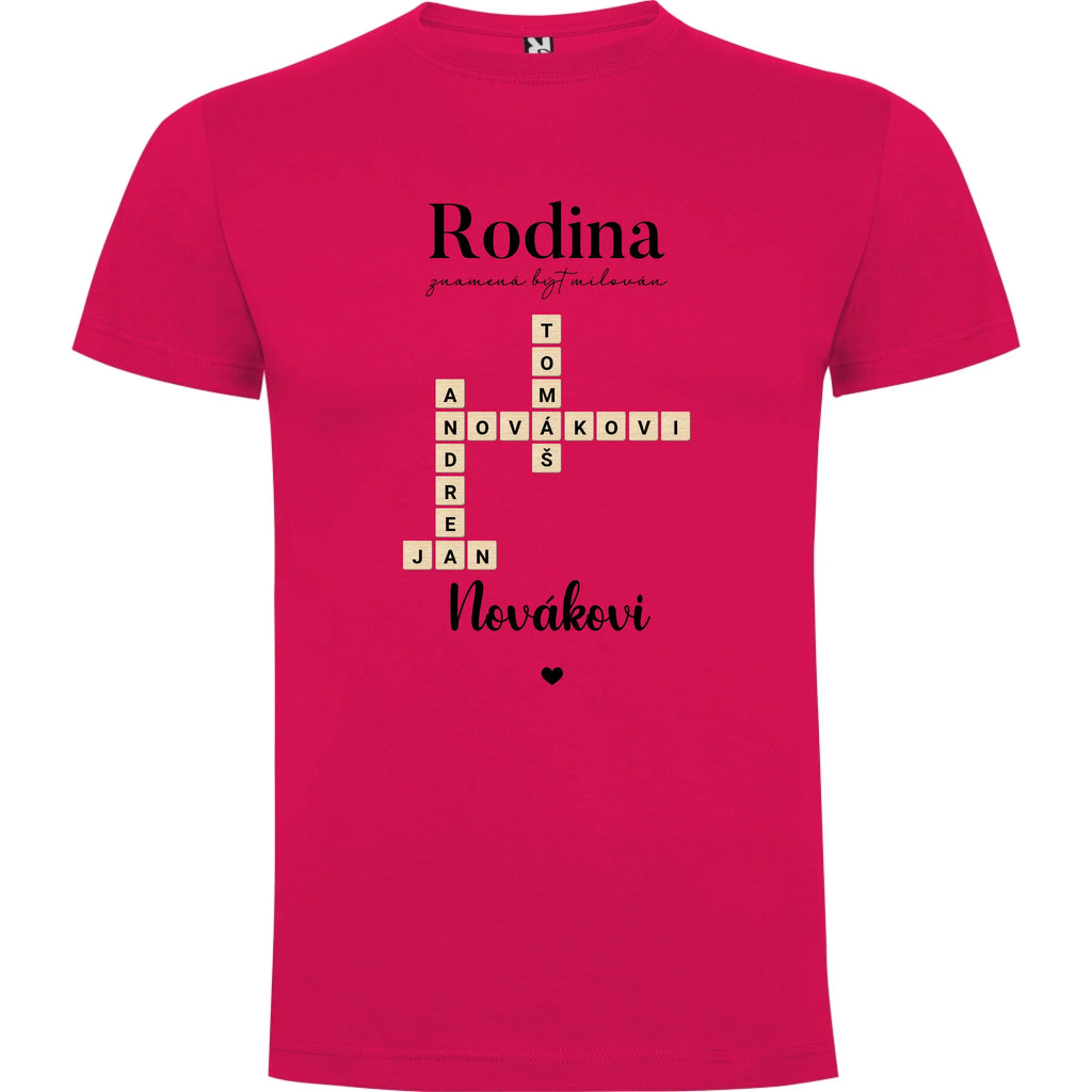 PÁNSKÉ TRIČKO s motivem RODINA SCRABLE (vložíte jména, doplníte texty)