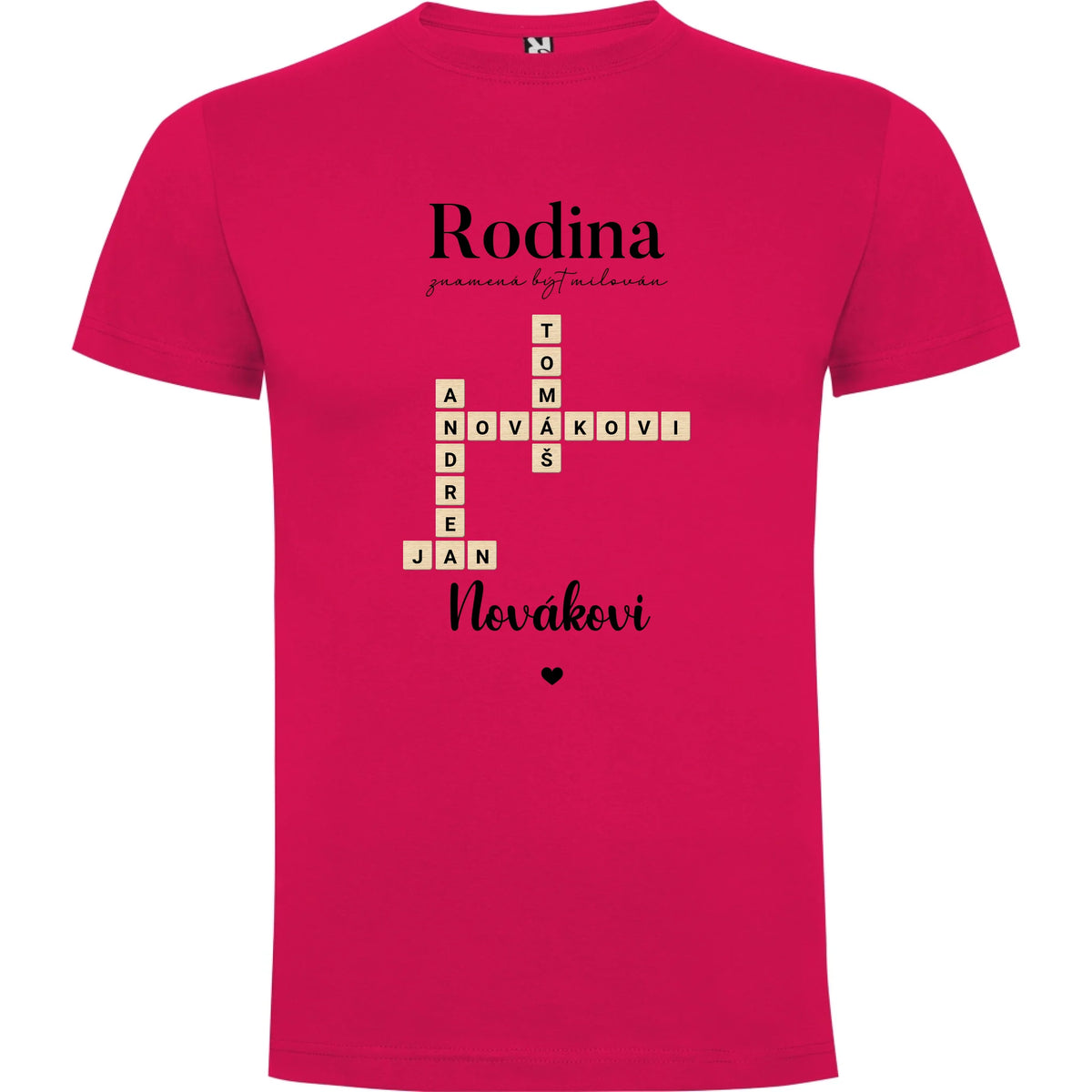 PÁNSKÉ TRIČKO s motivem RODINA SCRABLE (vložíte jména, doplníte texty)