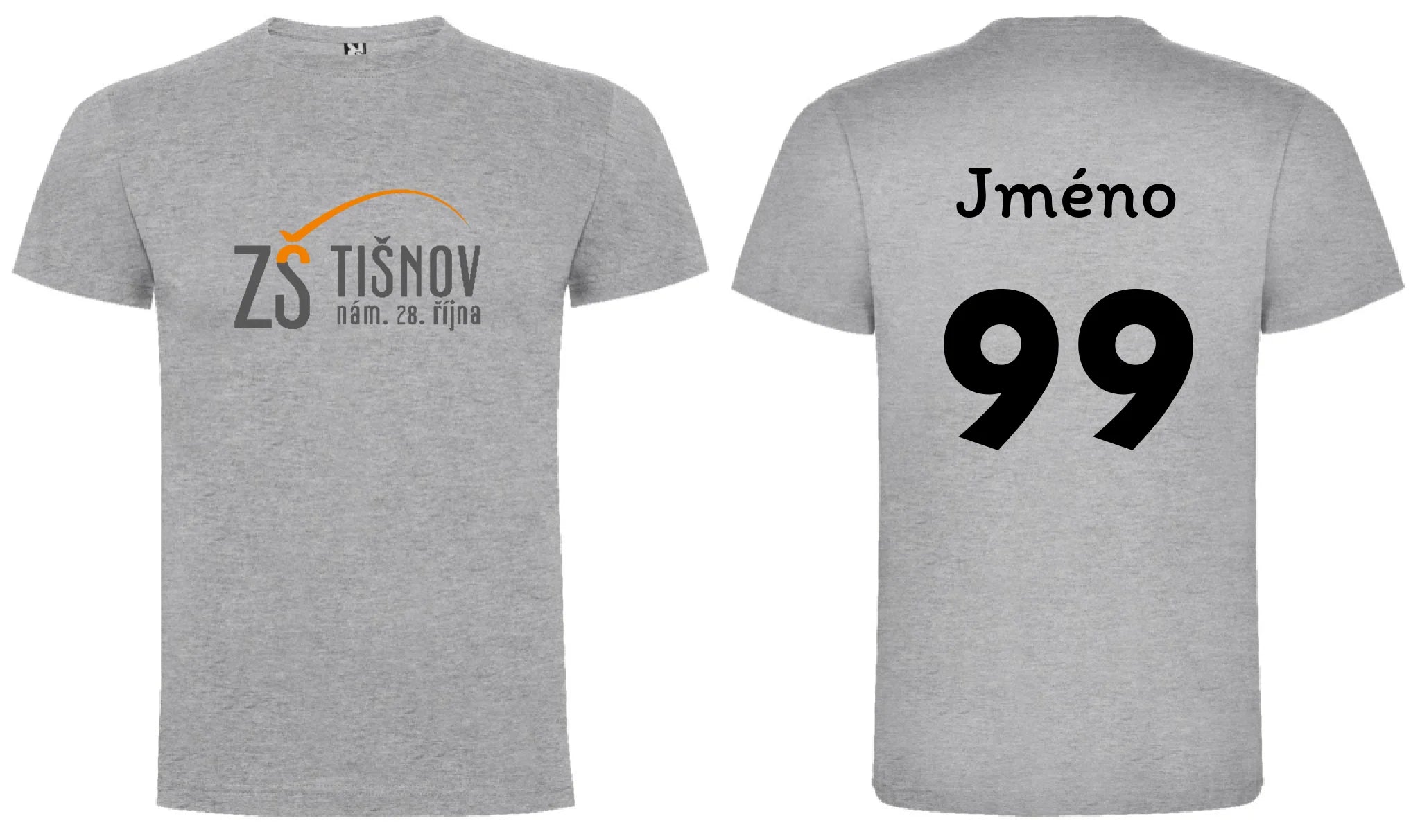 ZŠ Tišnov pánské tričko oboustranný potisk pánské DOGO Melír