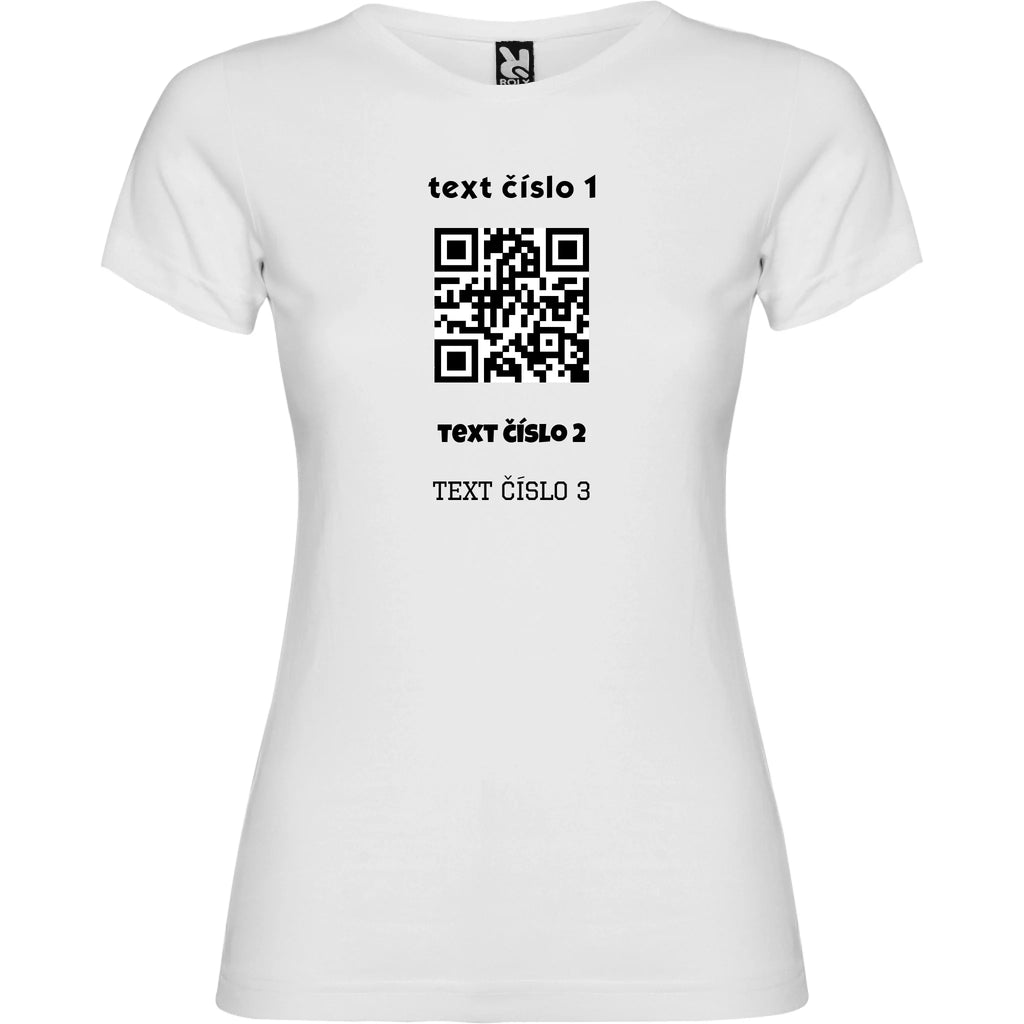 DÁMSKÉ TRIČKO s motivem QR KÓD (vložíte url adresu, můžete vložit vlastní texty) jen motiv dopředu Bílá