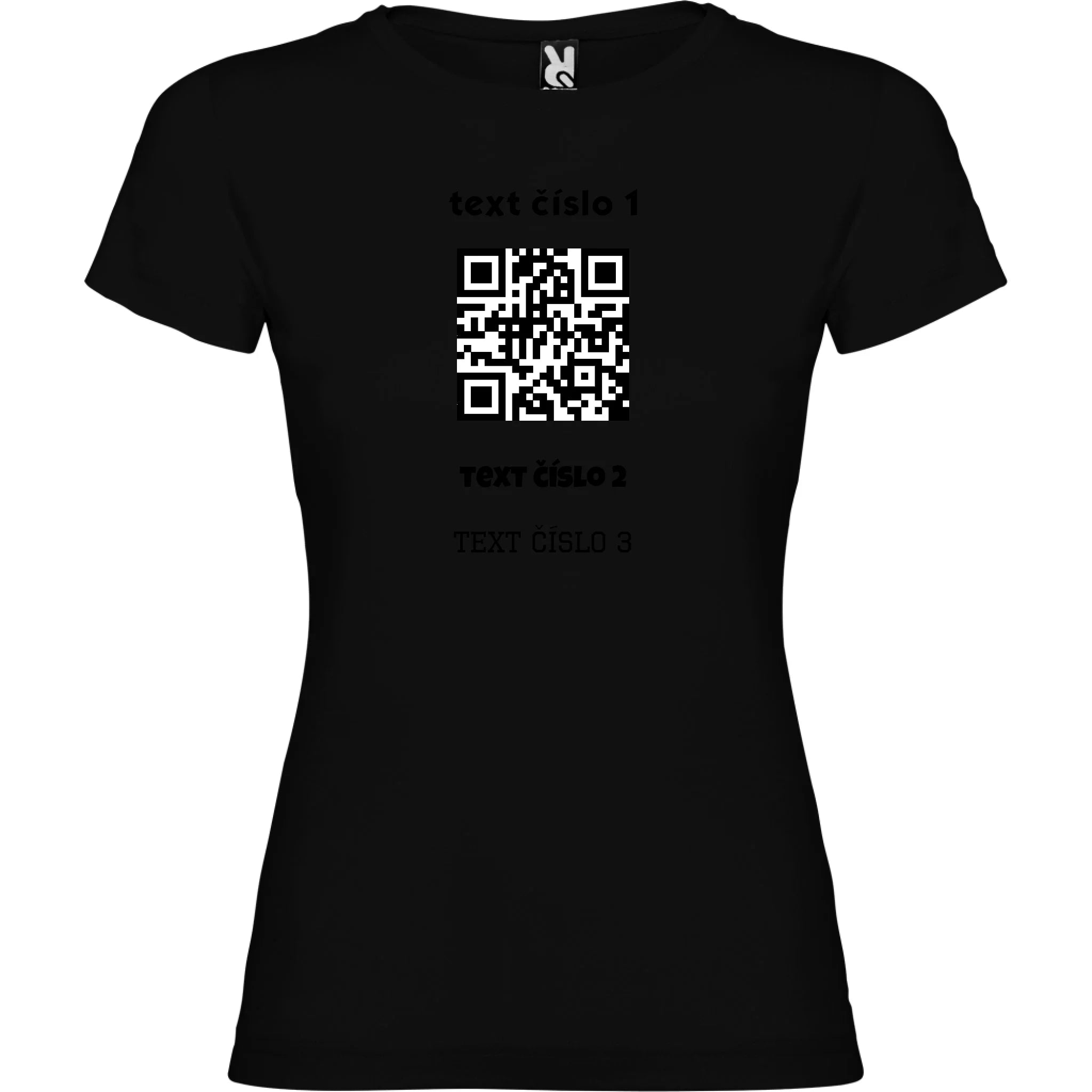 DÁMSKÉ TRIČKO s motivem QR KÓD (vložíte url adresu, můžete vložit vlastní texty) potisk jen dopředu dámské jamaica Černá