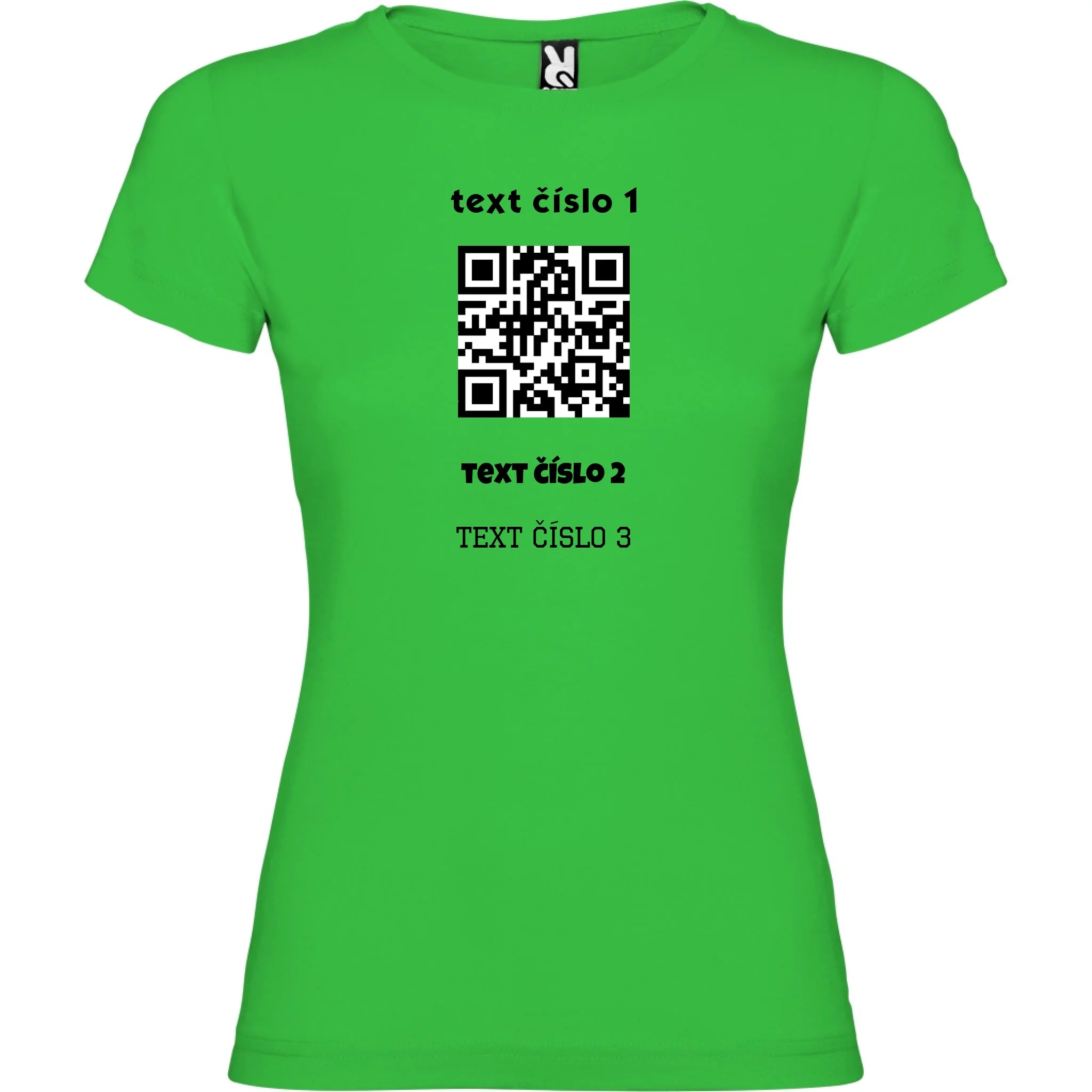 DÁMSKÉ TRIČKO s motivem QR KÓD (vložíte url adresu, můžete vložit vlastní texty) potisk jen dopředu dámské jamaica Zelená