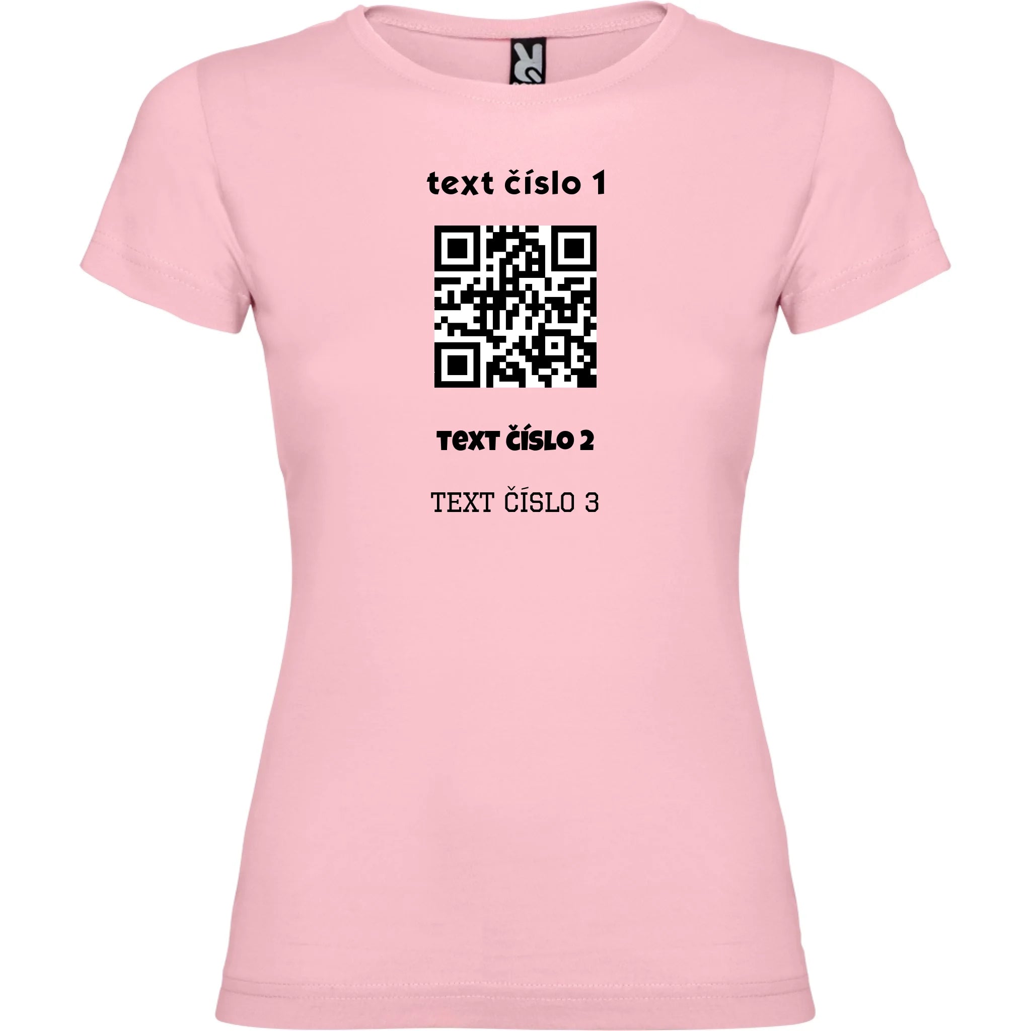 DÁMSKÉ TRIČKO s motivem QR KÓD (vložíte url adresu, můžete vložit vlastní texty) potisk jen dopředu dámské jamaica Světle růžová