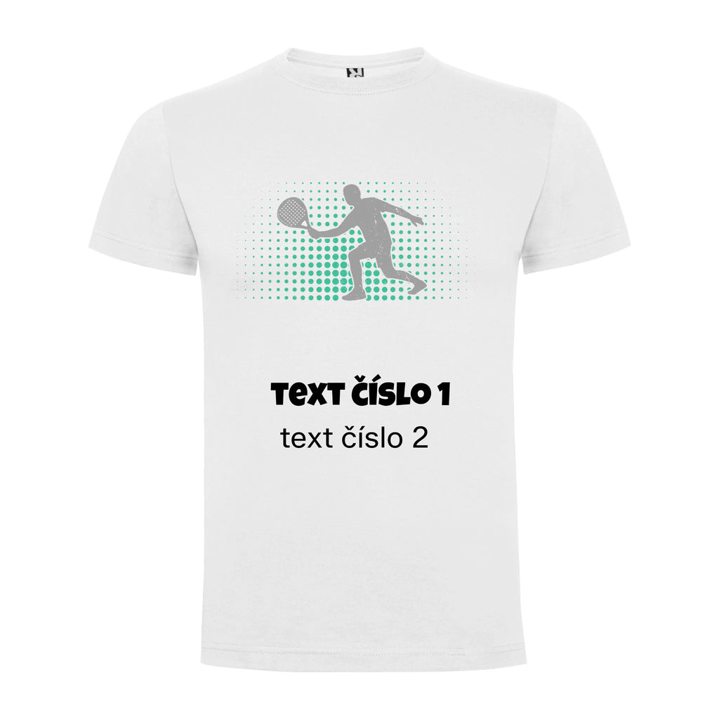 PÁNSKÉ TRIČKO s motivem PADEL (výběr z 10+ obrázků, možnost doplnit vlastní texty) potisk jen dopředu Bílá