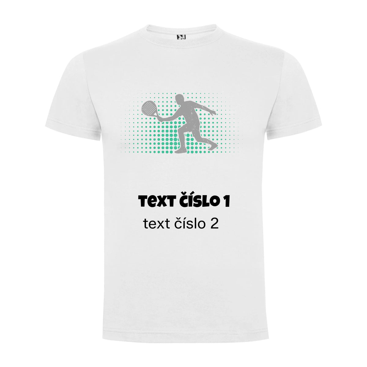PÁNSKÉ TRIČKO s motivem PADEL (výběr z 10+ obrázků, možnost doplnit vlastní texty) potisk jen dopředu Bílá
