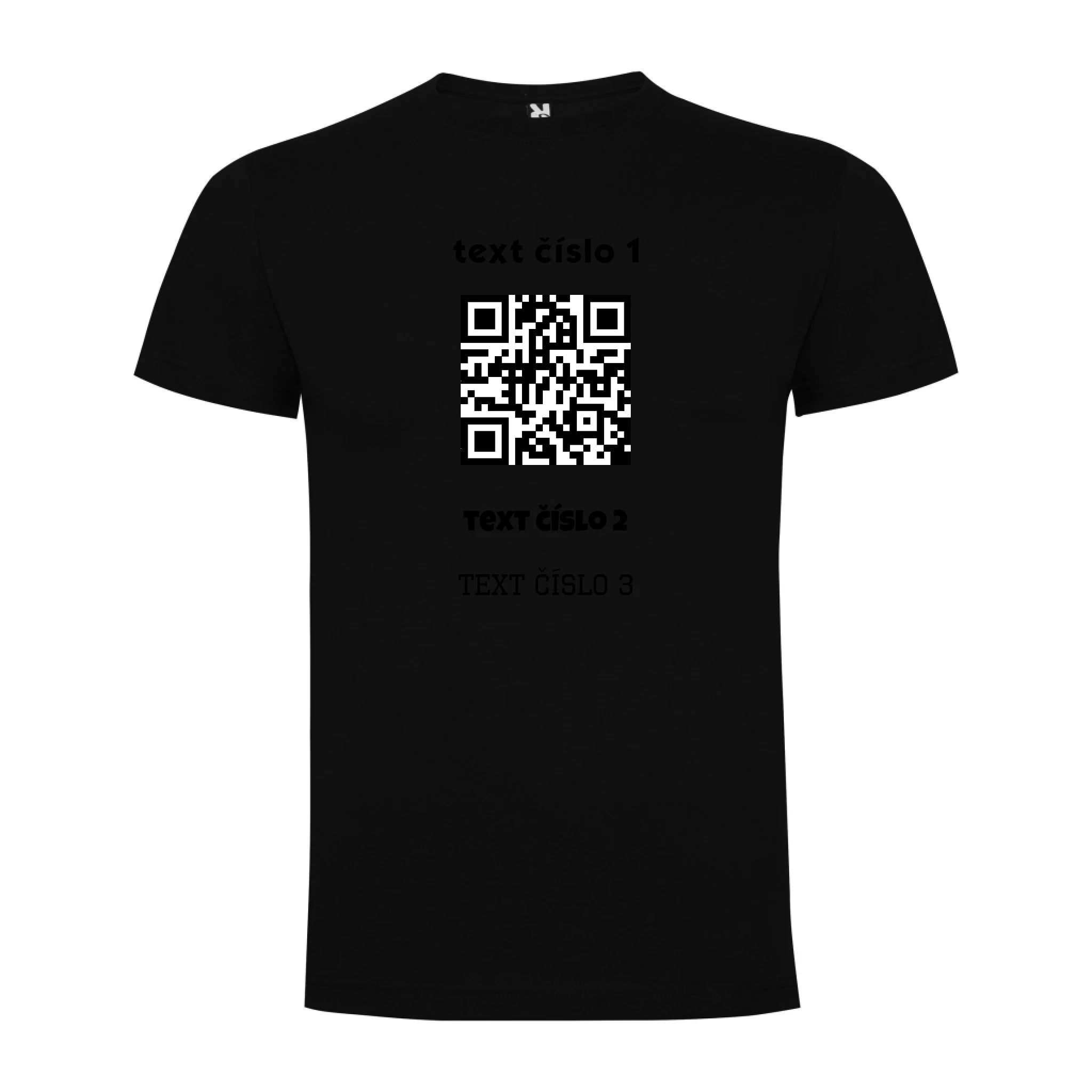 PÁNSKÉ TRIČKO s motivem QR KÓD (vložíte url adresu, můžete vložit vlastní texty) potisk jen dopředu pánské DOGO Černá