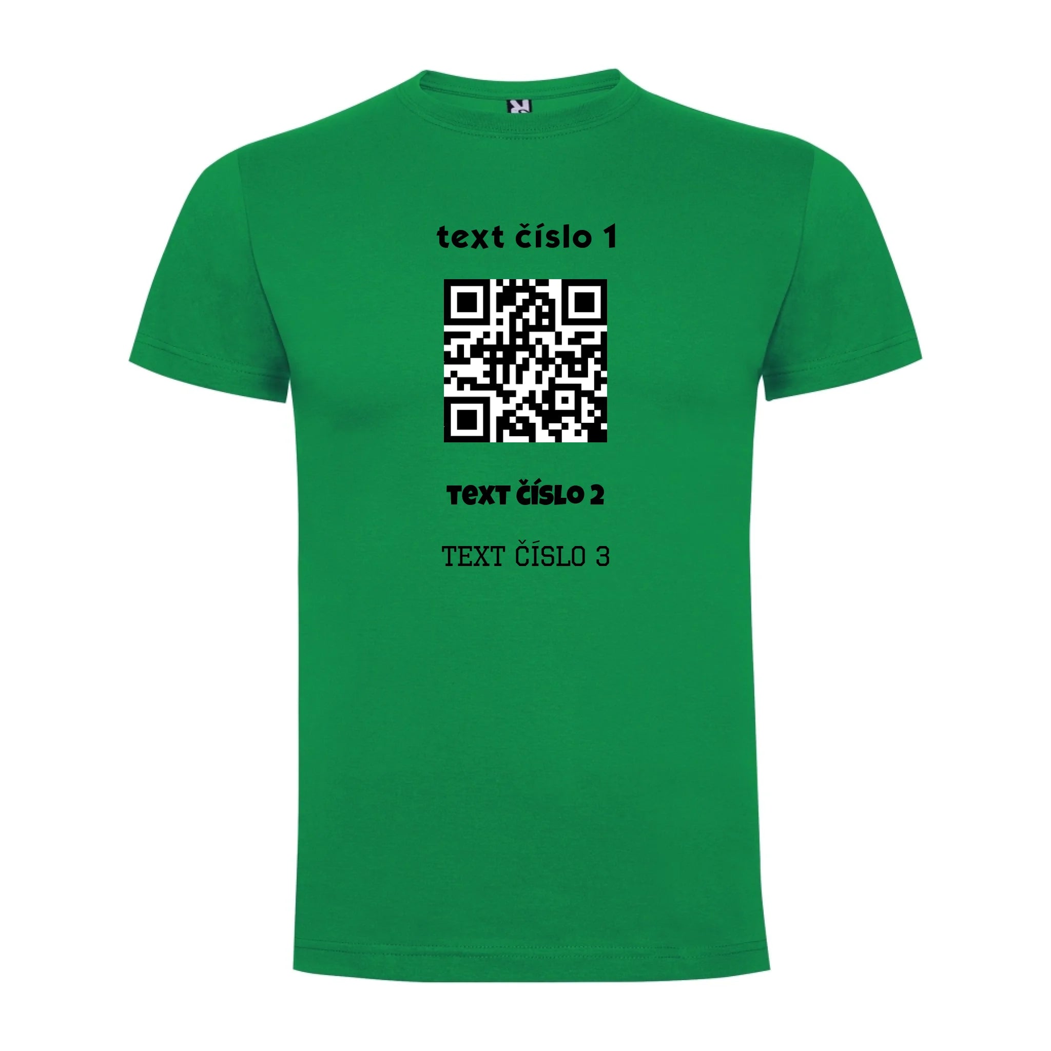 PÁNSKÉ TRIČKO s motivem QR KÓD (vložíte url adresu, můžete vložit vlastní texty) potisk jen dopředu pánské DOGO Zelená