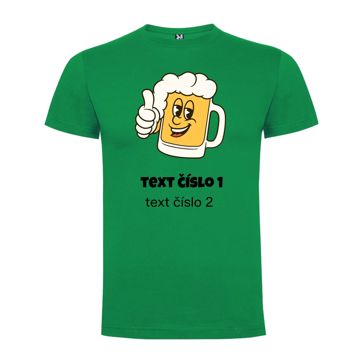 PÁNSKÉ TRIČKO s motivem PIVO (výběr z 10+ obrázků, možnost doplnit vlastní texty) jen motiv dopředu Zelená