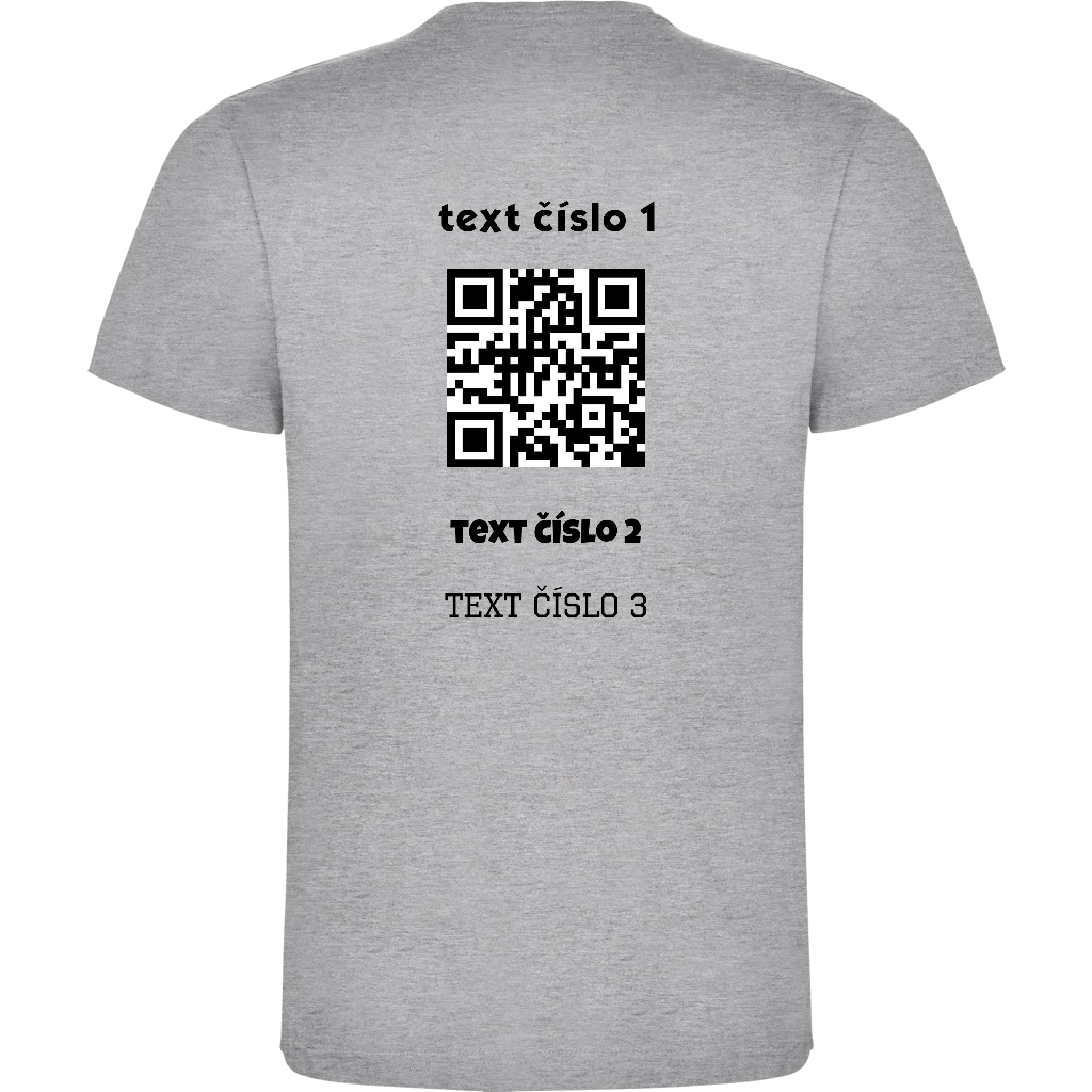 PÁNSKÉ TRIČKO s motivem QR KÓD (vložíte url adresu, můžete vložit vlastní texty) potisk jen na záda pánské DOGO Melír