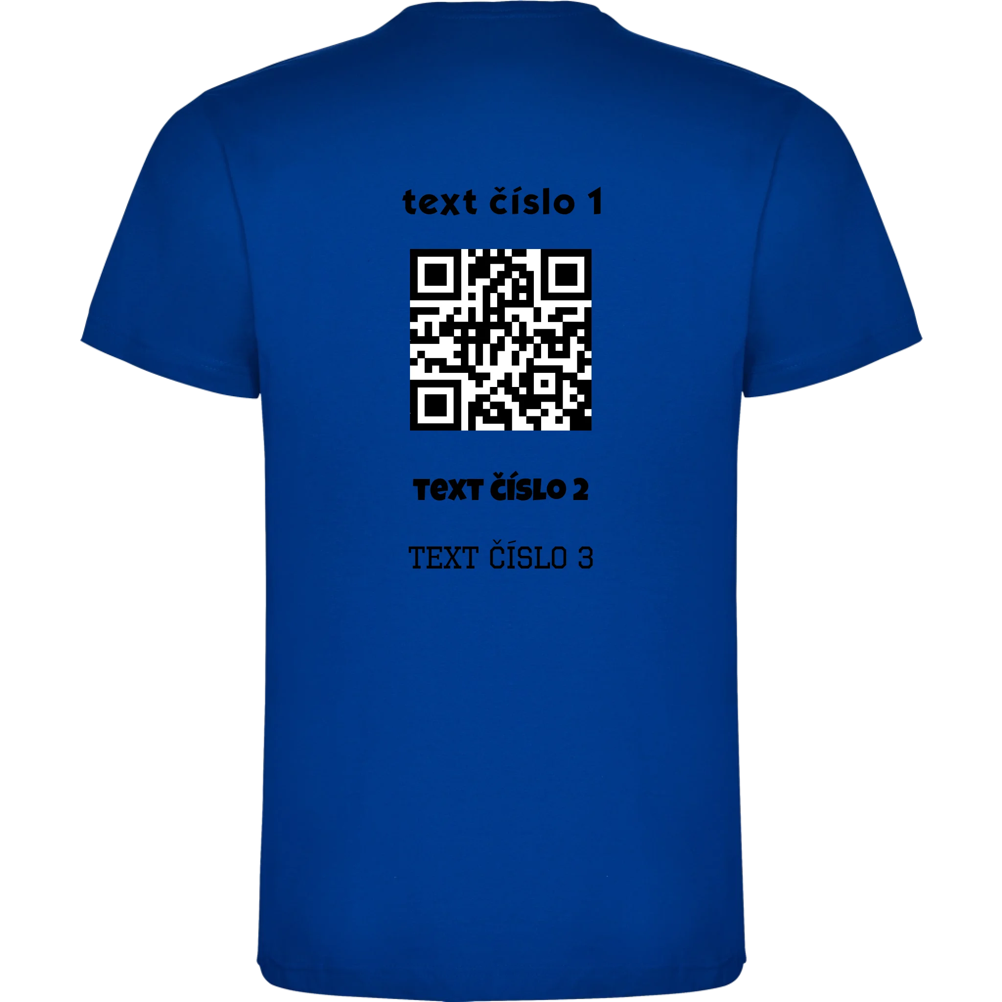 PÁNSKÉ TRIČKO s motivem QR KÓD (vložíte url adresu, můžete vložit vlastní texty) potisk jen na záda pánské DOGO Modrá