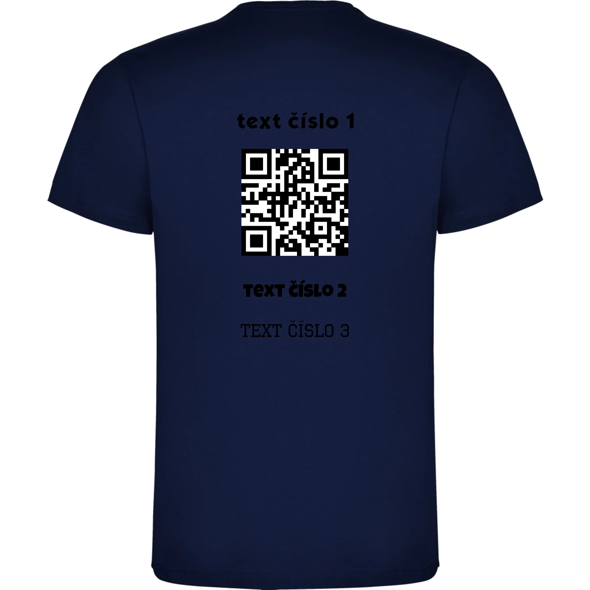PÁNSKÉ TRIČKO s motivem QR KÓD (vložíte url adresu, můžete vložit vlastní texty) potisk jen na záda pánské DOGO Námořnická modrá