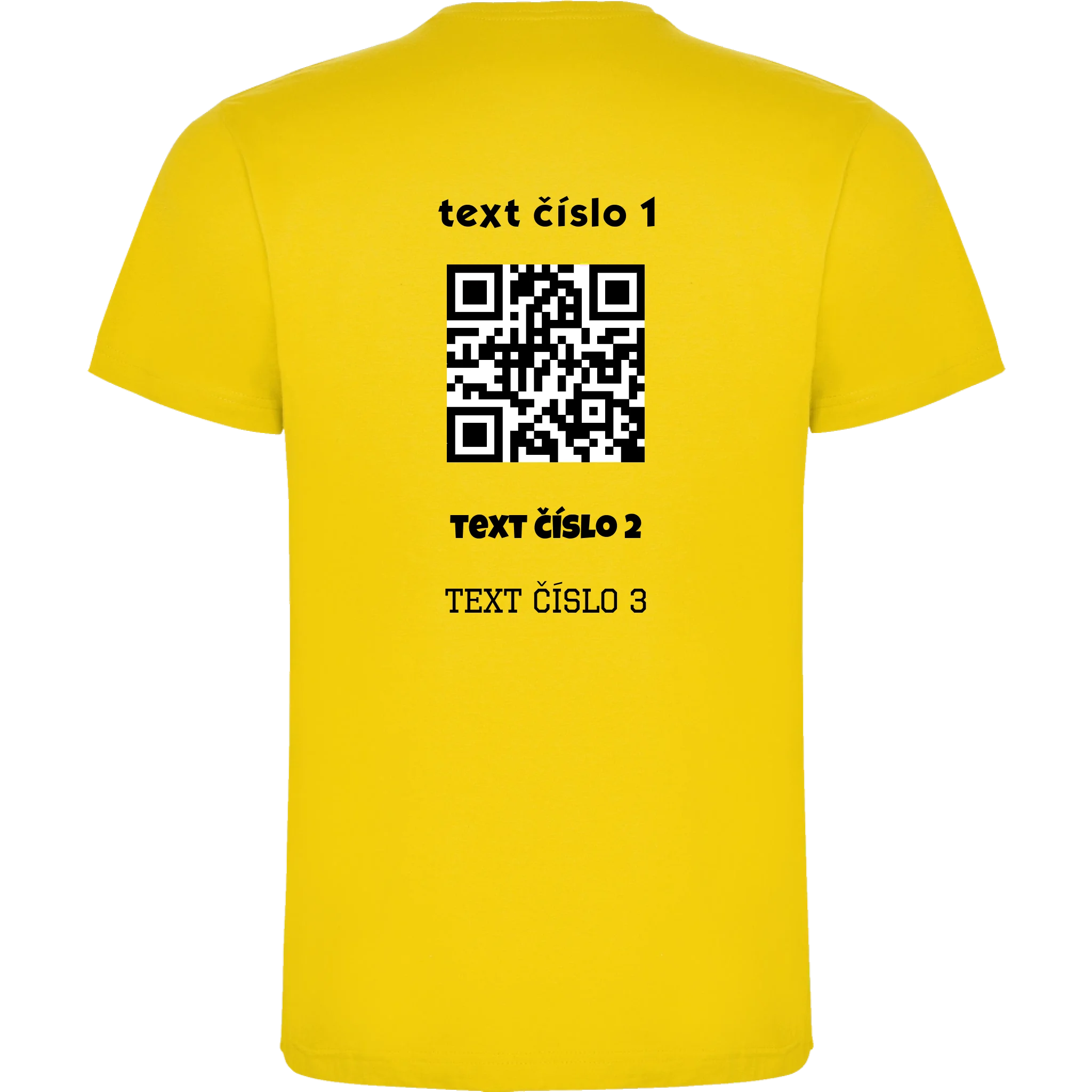 PÁNSKÉ TRIČKO s motivem QR KÓD (vložíte url adresu, můžete vložit vlastní texty) potisk jen na záda pánské DOGO Žlutá