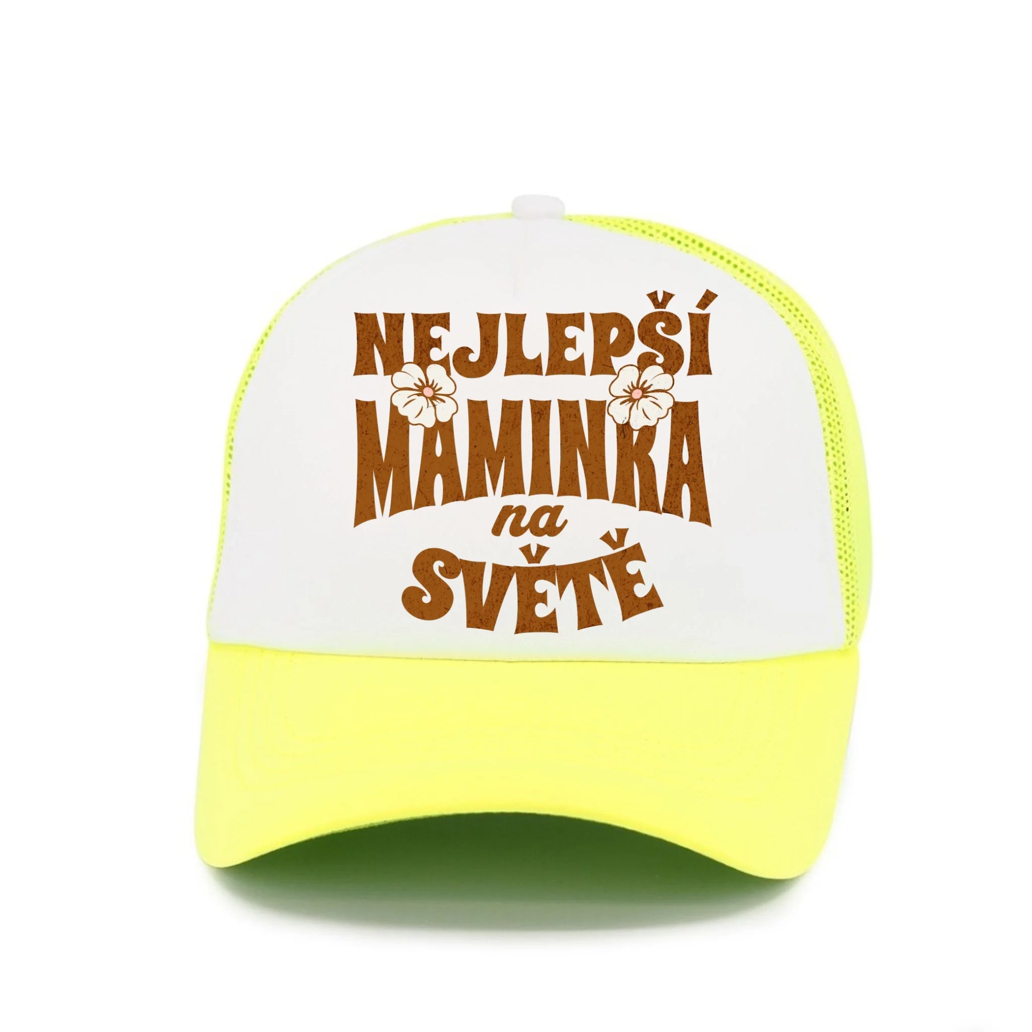 KŠILTOVKA s motivem NEJ MÁMA (výběr z 20+ potisků) Kšiltovka TRUCKER neon žlutá 58