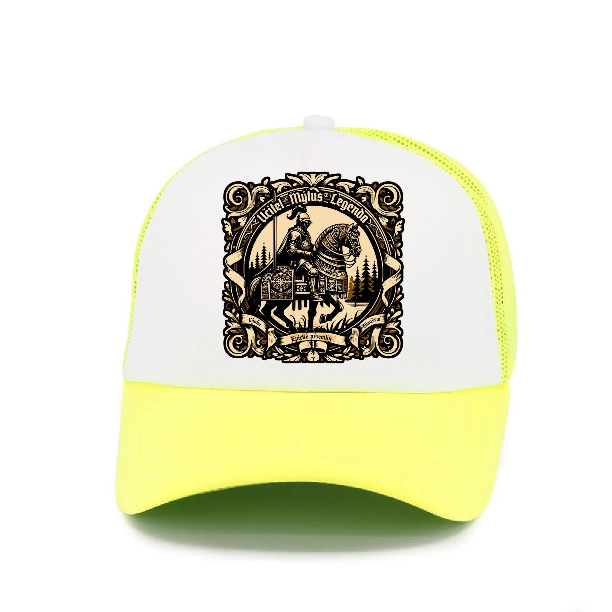 KŠILTOVKA s motivem UČITEL (výběr z 20+ potisků) Kšiltovka TRUCKER neon žlutá 58