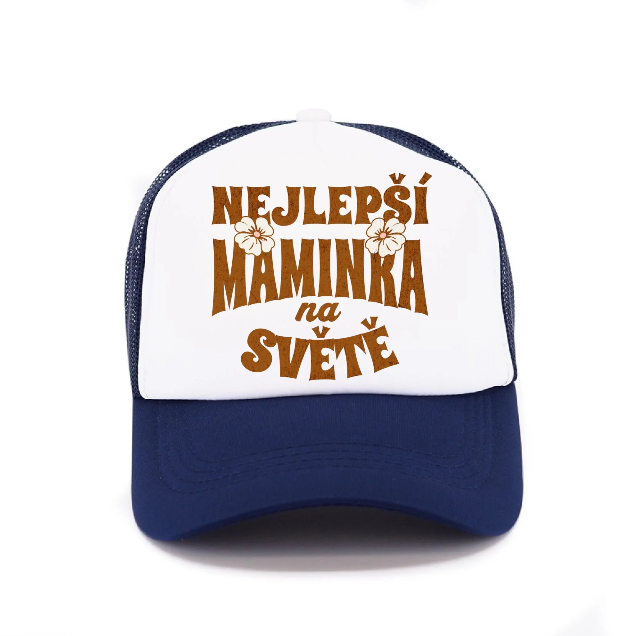 KŠILTOVKA s motivem NEJ MÁMA (výběr z 20+ potisků) Kšiltovka TRUCKER námořnická modrá 58