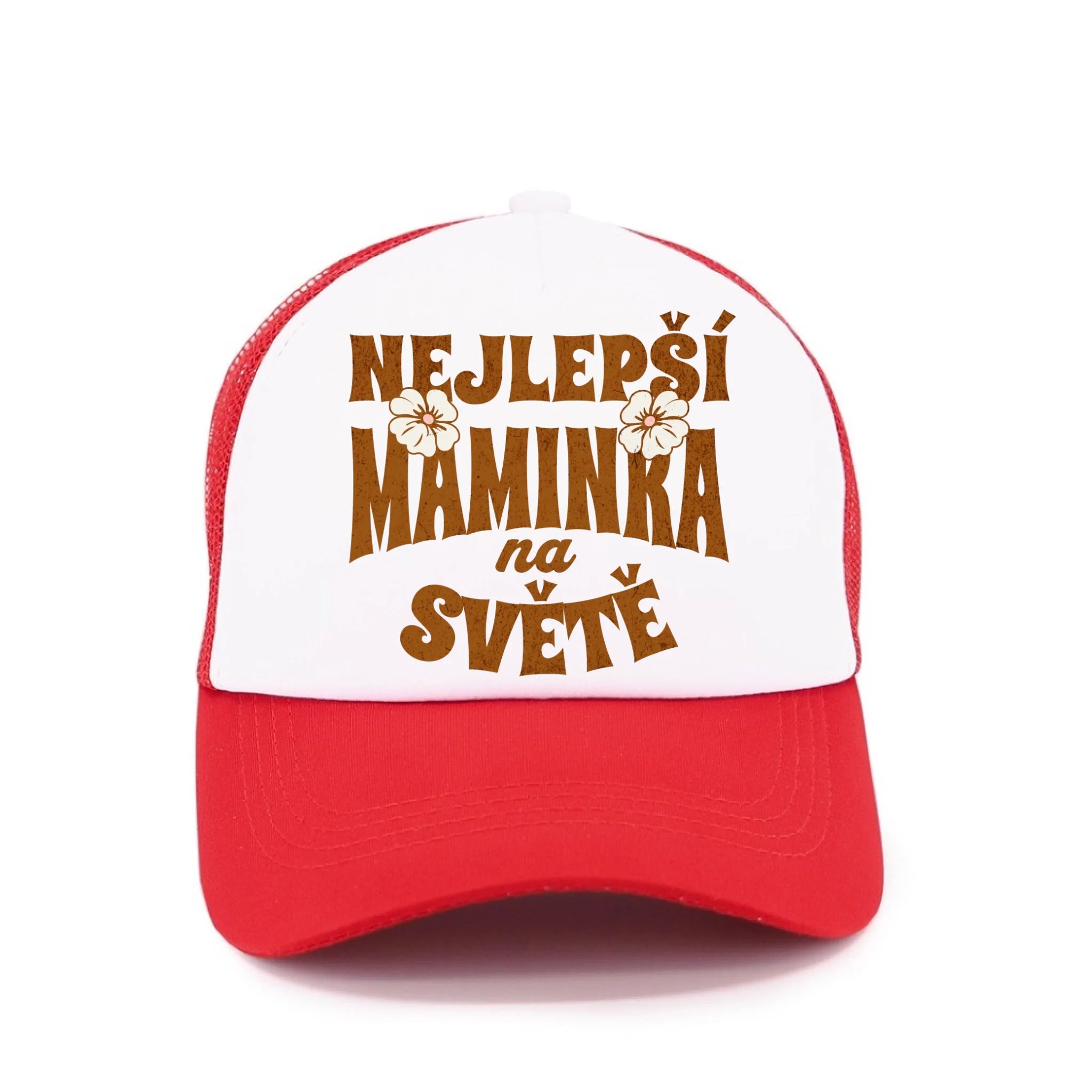 KŠILTOVKA s motivem NEJ MÁMA (výběr z 20+ potisků) Kšiltovka TRUCKER červená 58