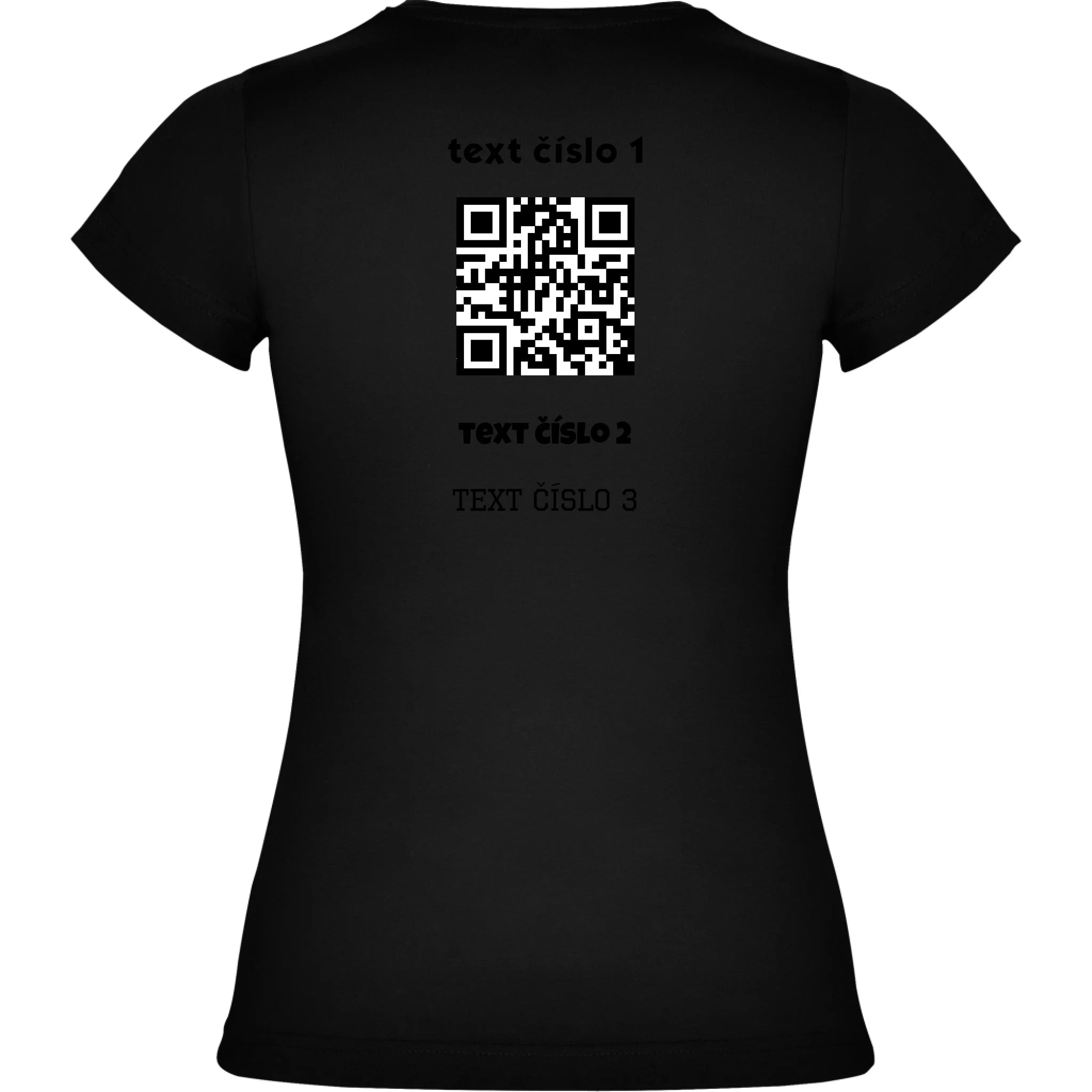 DÁMSKÉ TRIČKO s motivem QR KÓD (vložíte url adresu, můžete vložit vlastní texty) potisk jen na záda dámské jamaica Černá