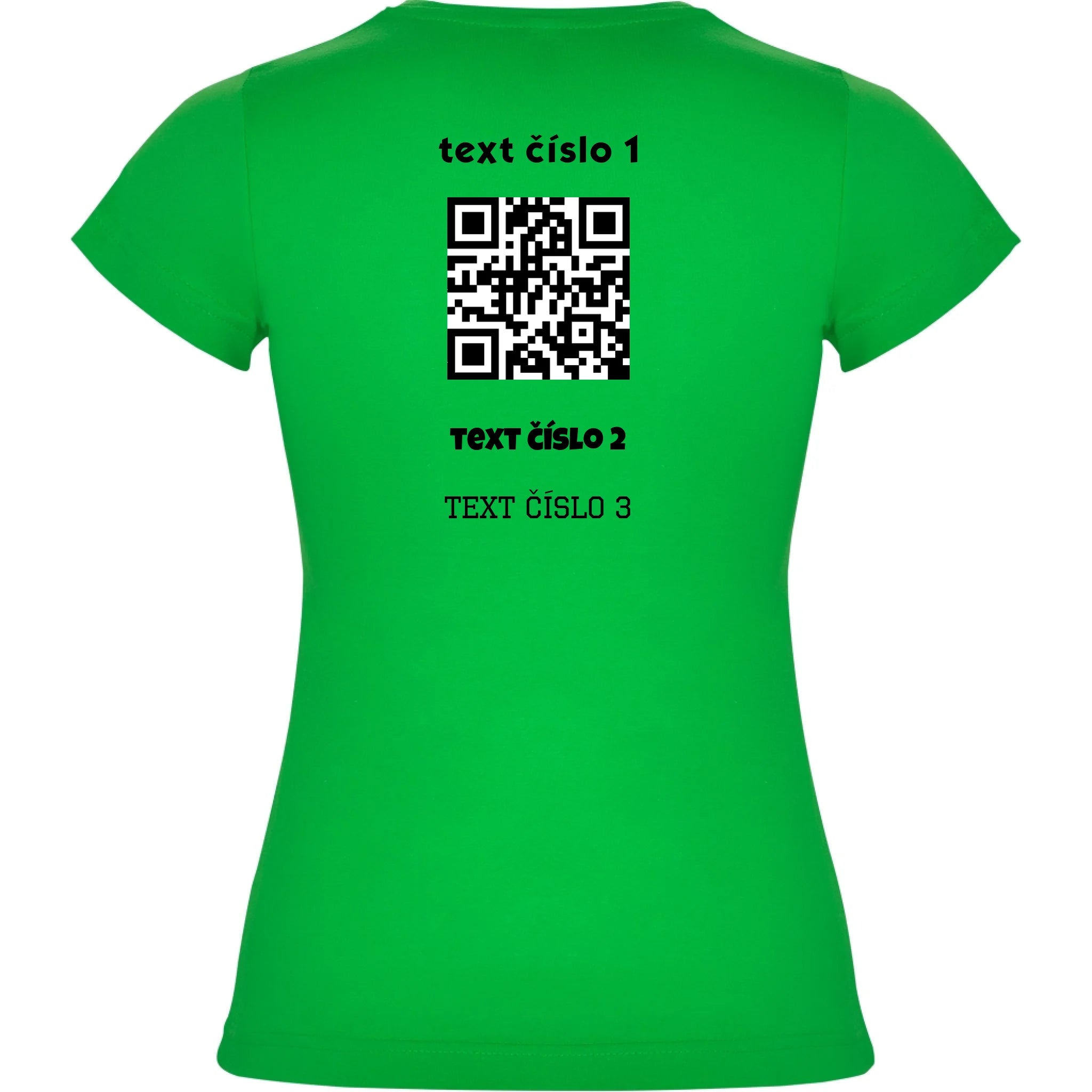 DÁMSKÉ TRIČKO s motivem QR KÓD (vložíte url adresu, můžete vložit vlastní texty) potisk jen na záda dámské jamaica Zelená